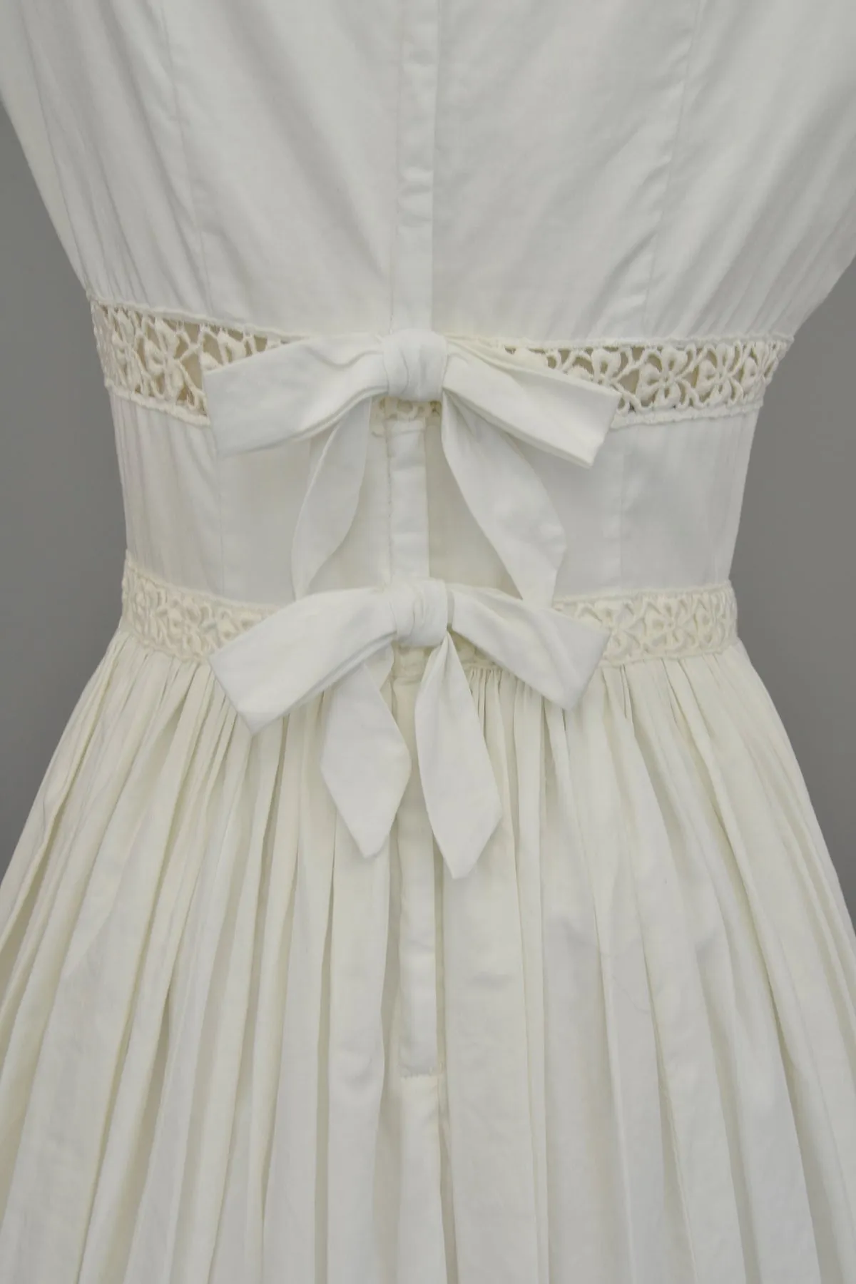 1950s 60s White Eyelet Fit and Flare Wedding Party Dress | Vintage Wedding