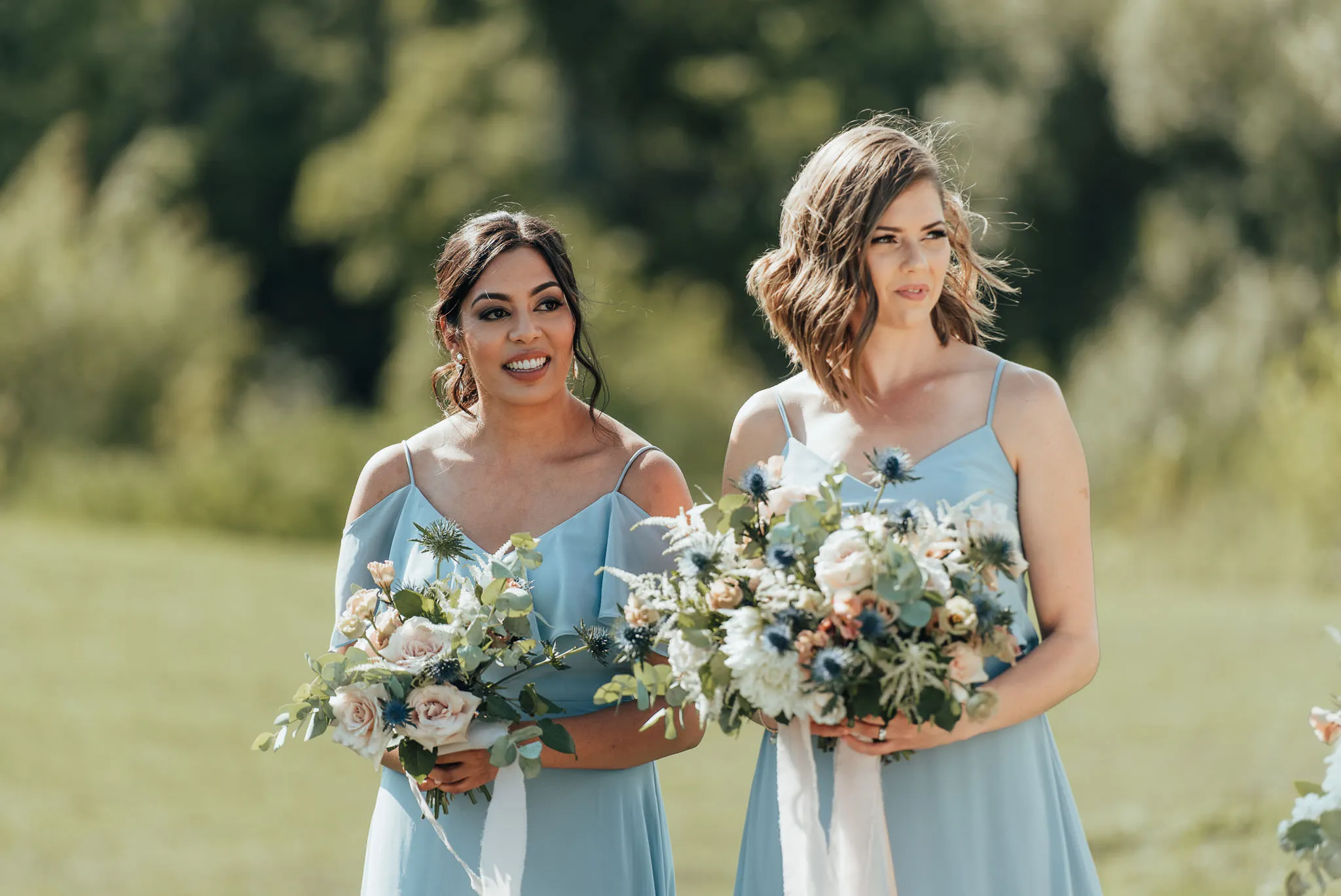 A-line Floor-length V-neck Sleeveless Long Chiffon Bridesmaid Dresses, BD0619