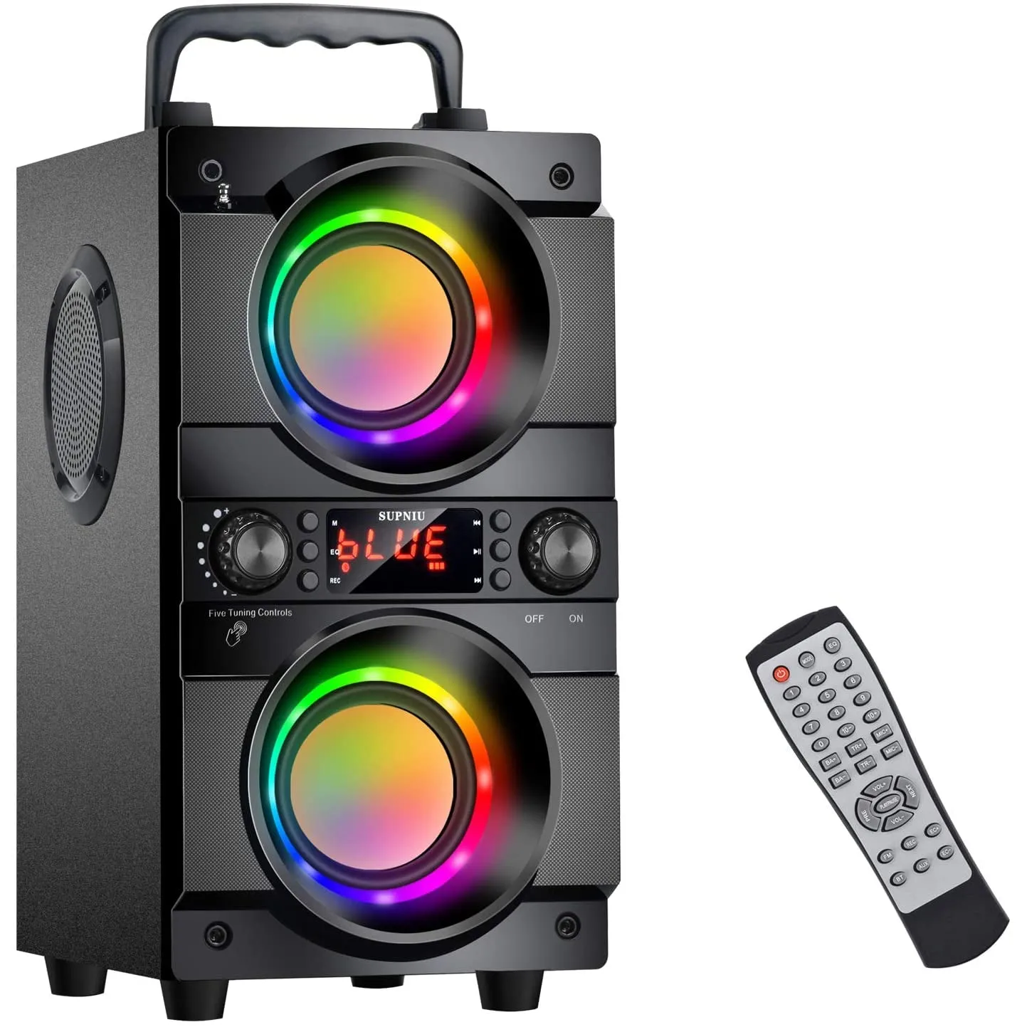 A21 2.2 Channel Portable Wireless Speaker 60W Bluetooth LED Colourful Lights, Black