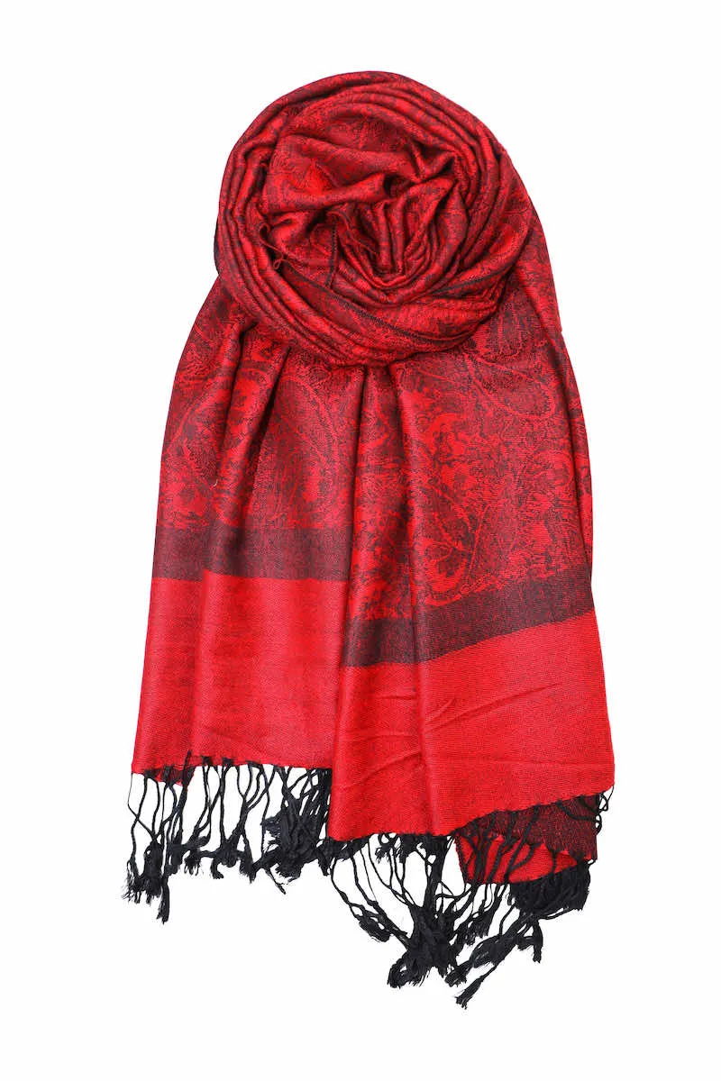 Achillea Red Black Jacquard Pashmina Scarf