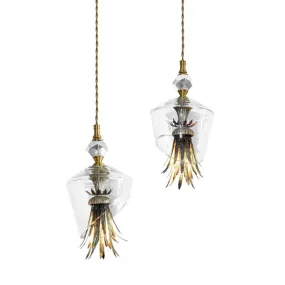 Achilles Pendant with Iron Brass and Clear or Cut Glass Crystal by Theresa Costa, Luna Bella