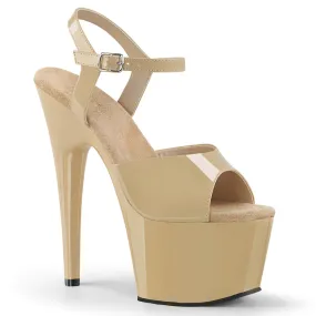 ADORE-709 Cream Patent 7 Inch Beginning  Pole Dancing Sandal