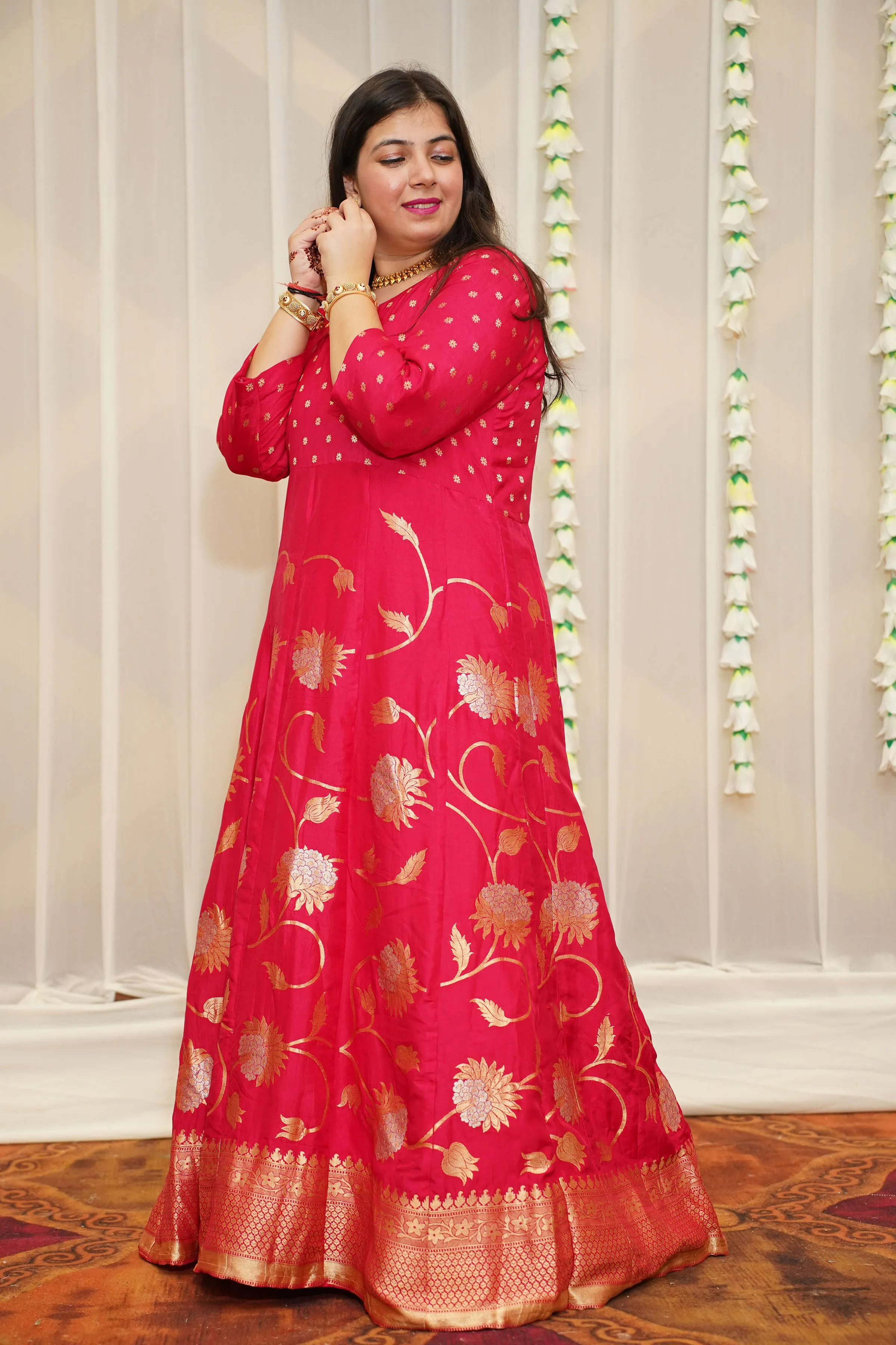 Aishani Jacquard Silk Anarkali Dress