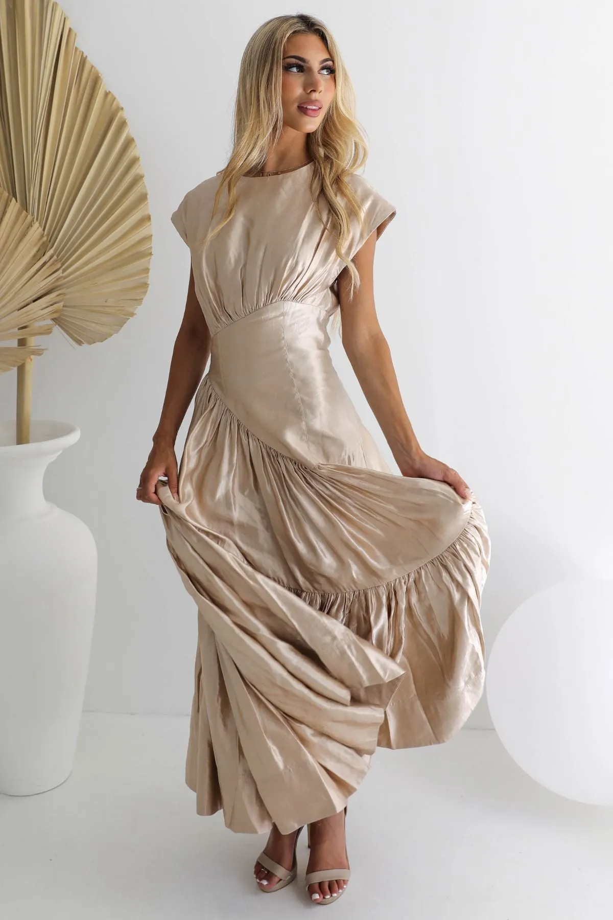 AJE Serendipity Reflection Midi Dress (Champagne) - RRP $595