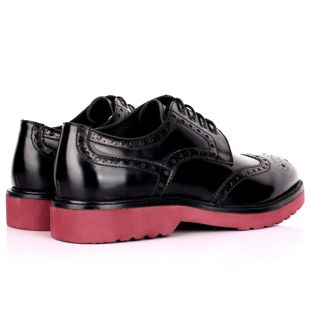 Alb Leather Perforated Designed Formal Shoes - Black