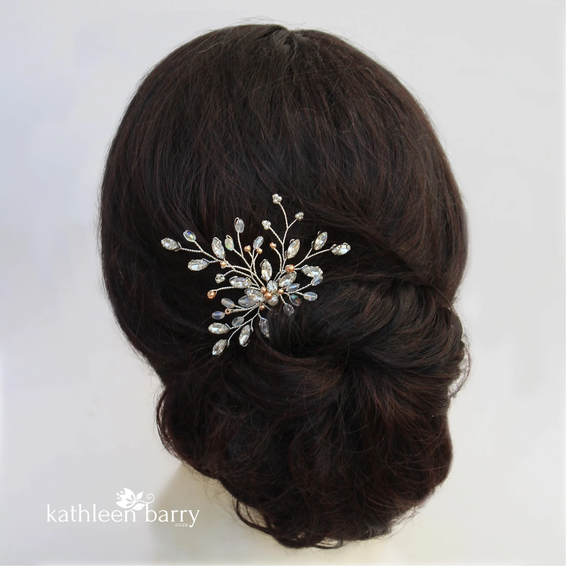 Anna rhinestone and pearl  Bridal hair pin - finish options available: