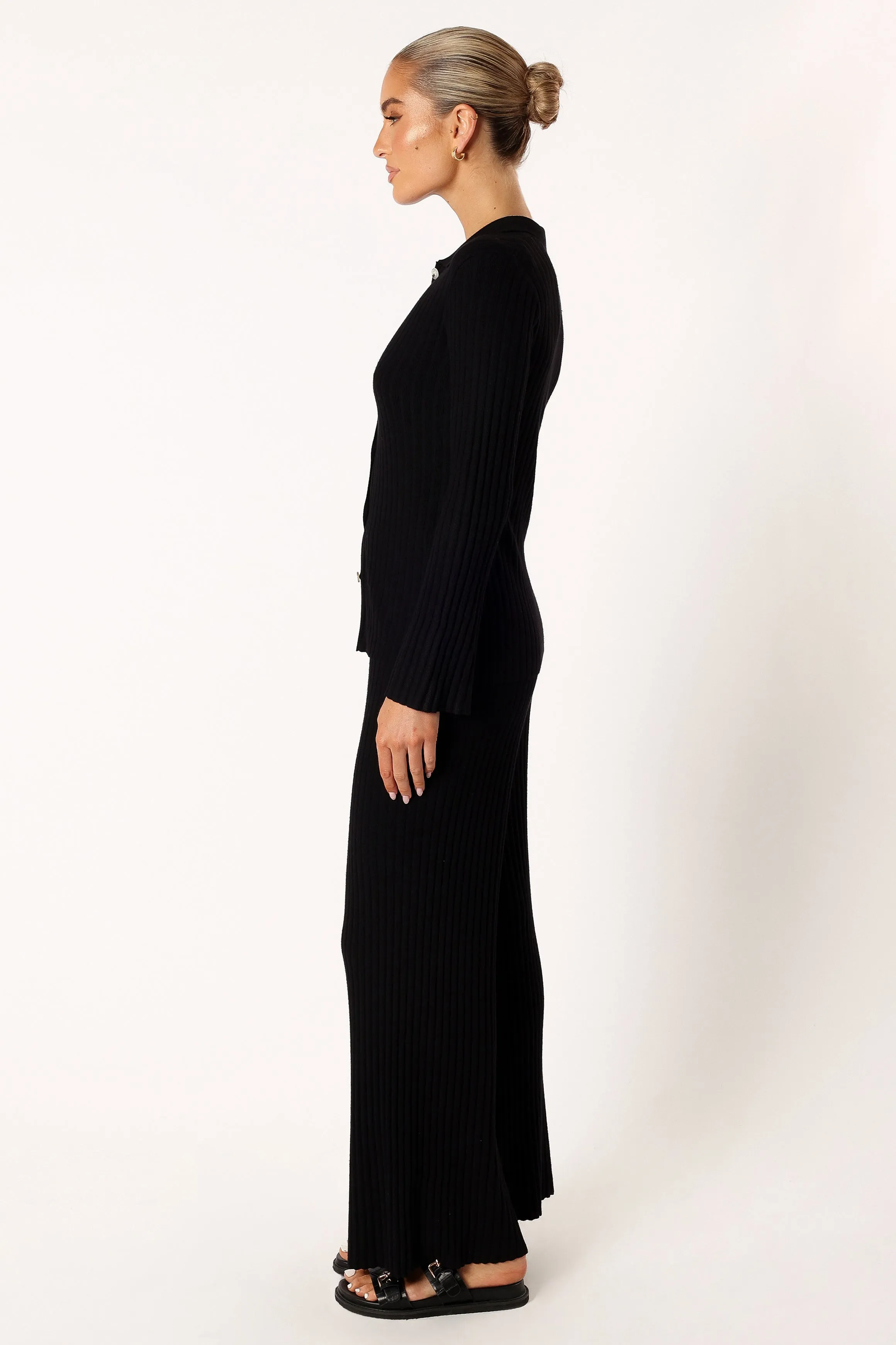 Aylia Ribbed Knit Set - Black