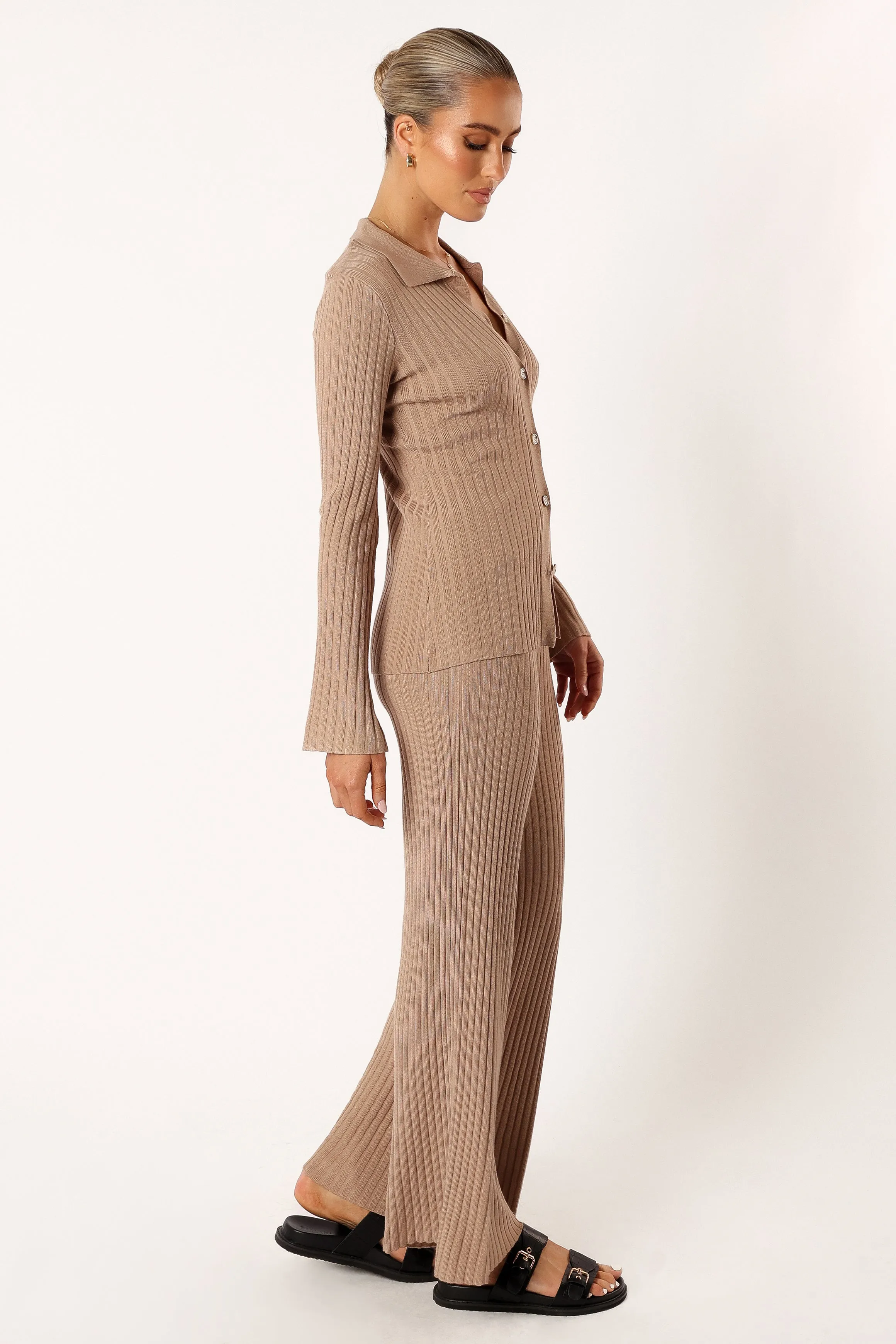 Aylia Ribbed Knit Set - Mocha