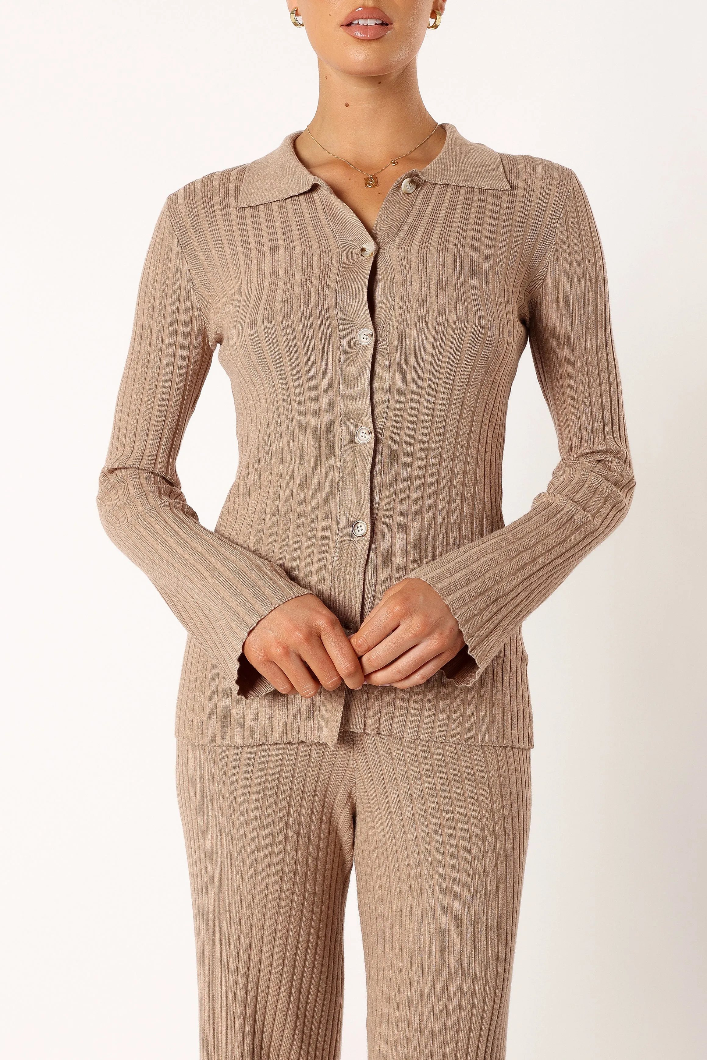 Aylia Ribbed Knit Set - Mocha