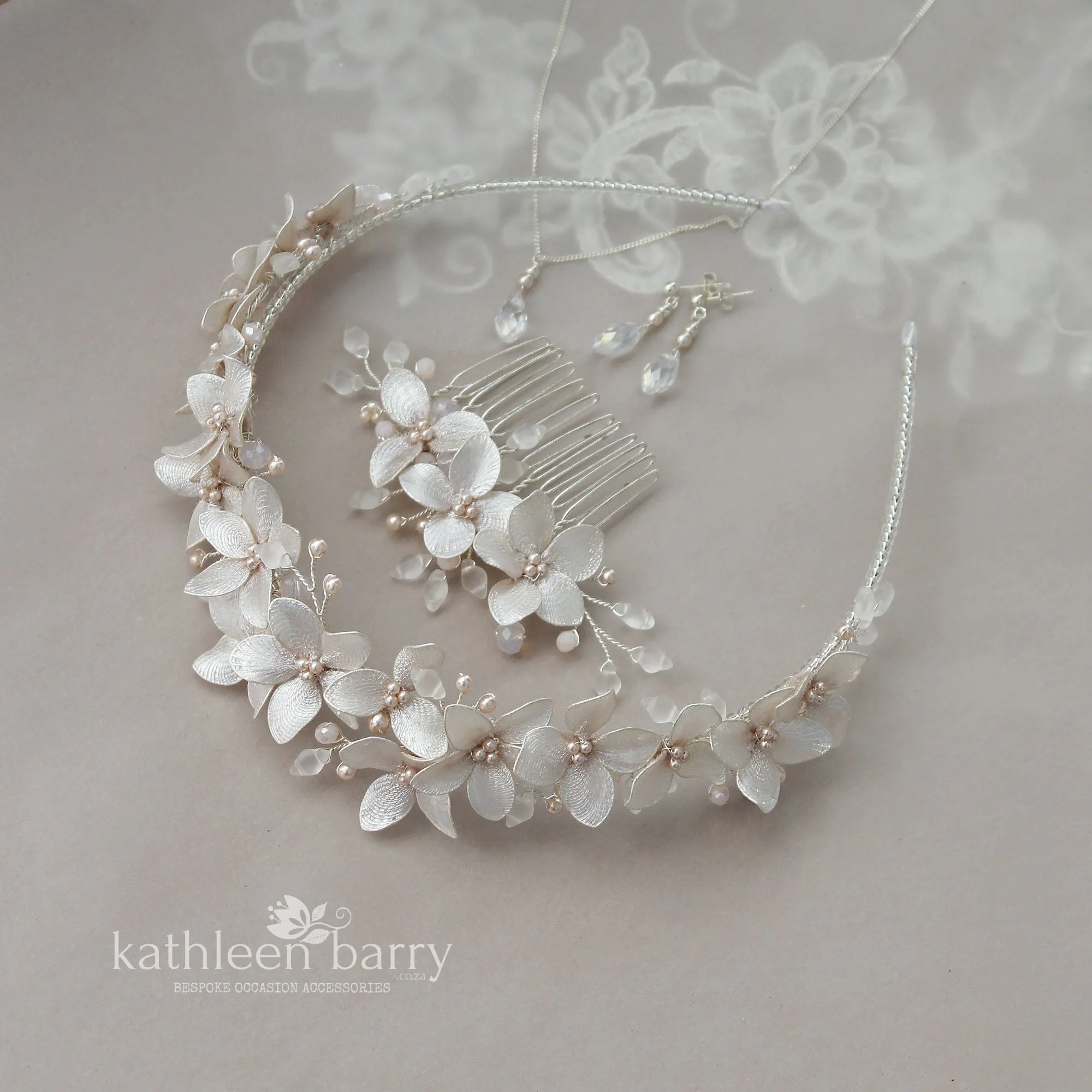 Beccy dainty floral hairband style mini tiara - custom colors to order