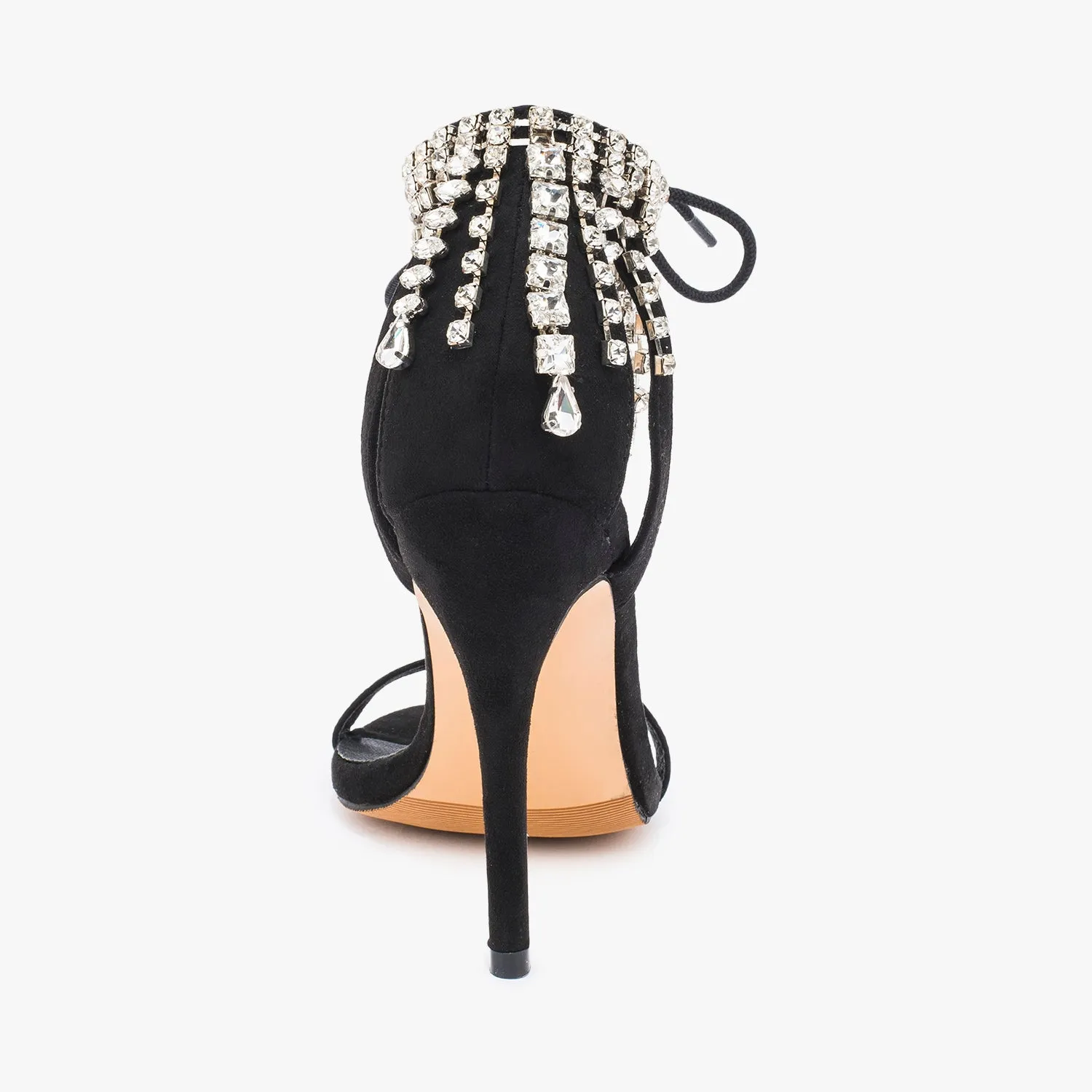 Black Crystal Detail Stiletto Sandal