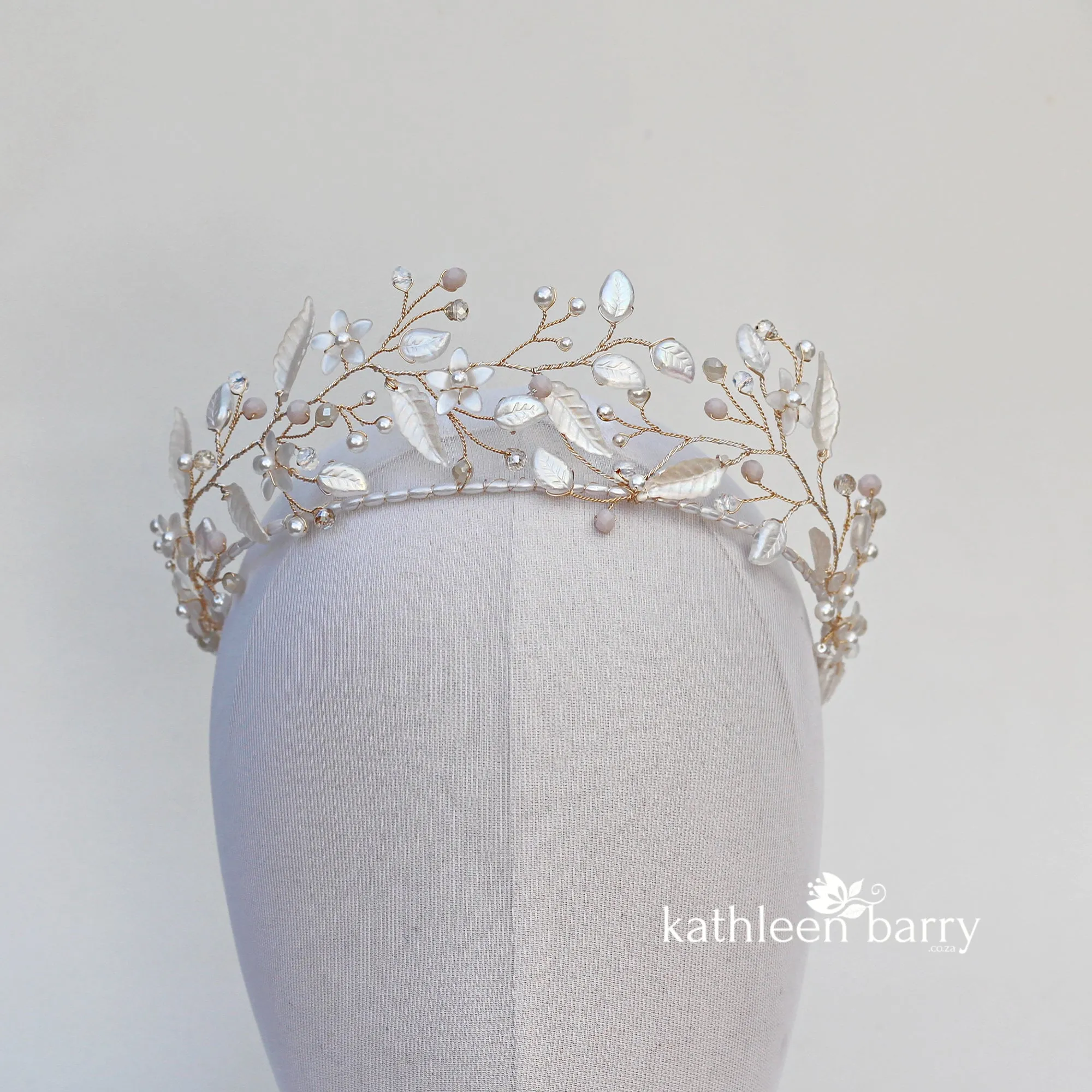 Blythe Iridescent opalescent floral leaf crown - color and finish options available