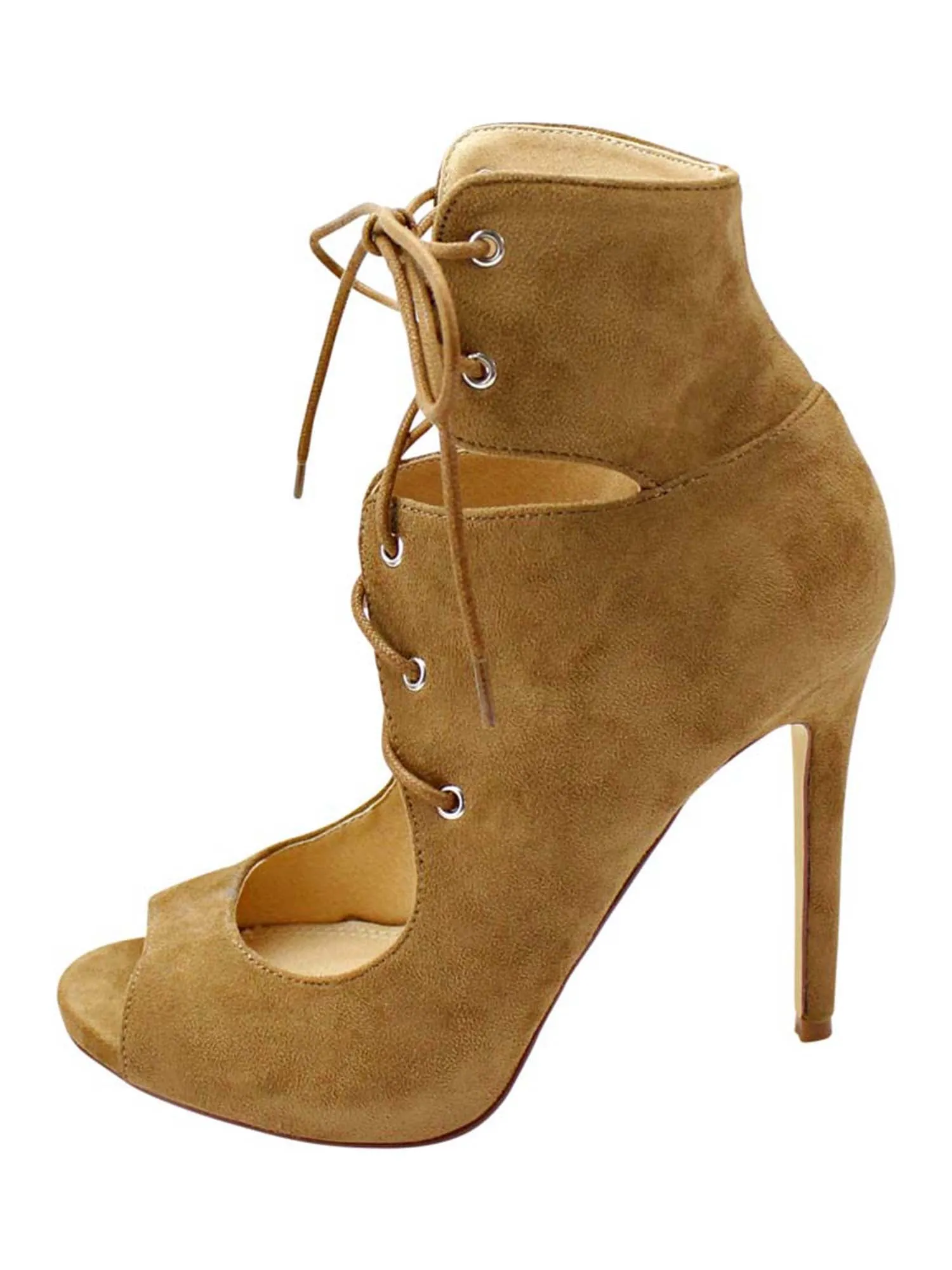 Camel Womens Lace-Up Peep Toe Pumps