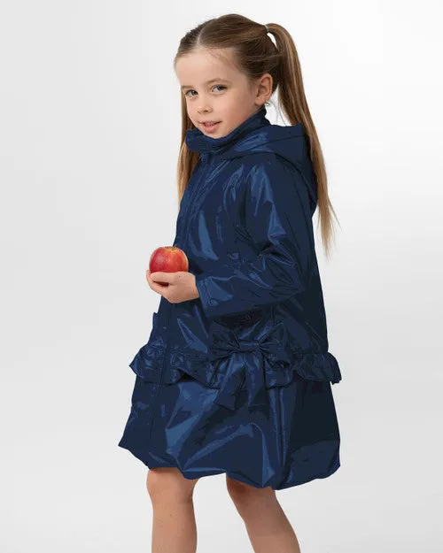 Caramelo Kids Girls Navy Rain Mac with Bow