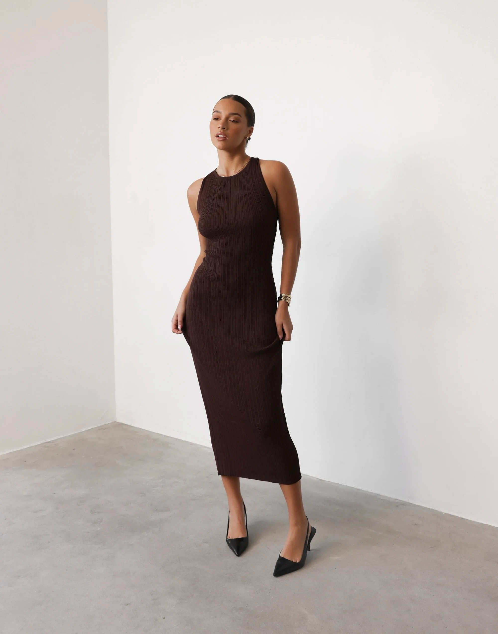 Charm Midi Dress (Cocoa)