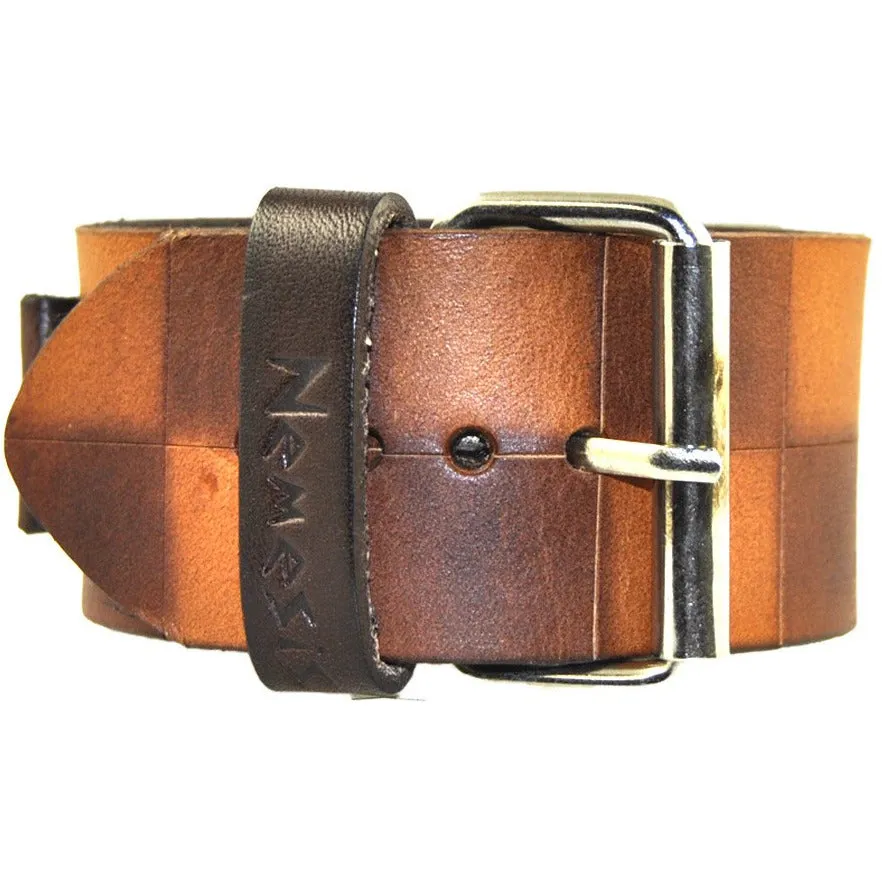 Checkered Brown/Khaki Leather Cuff