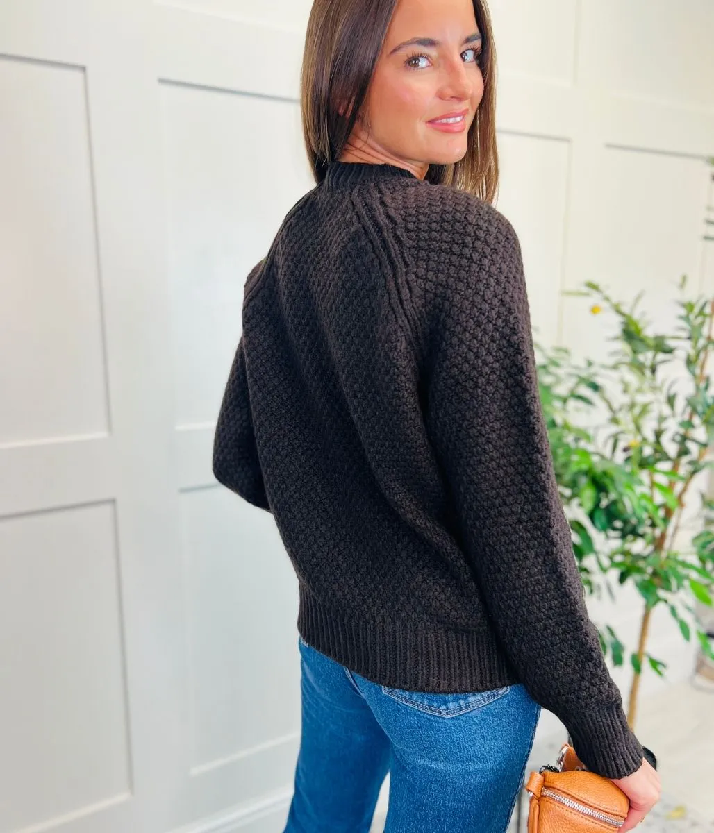 Chocolate Brown Cable Knit Jumper