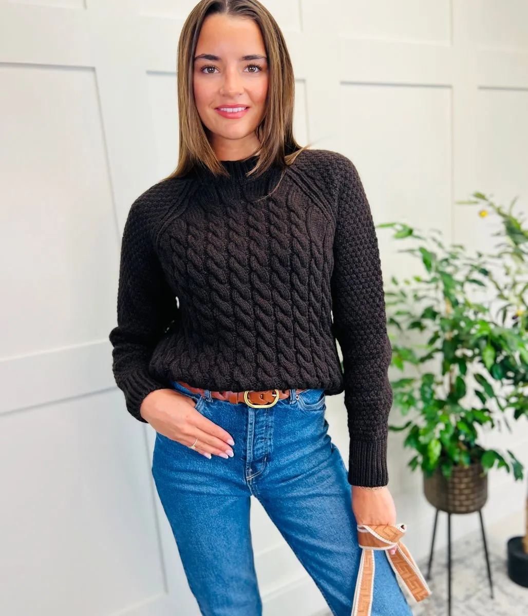 Chocolate Brown Cable Knit Jumper