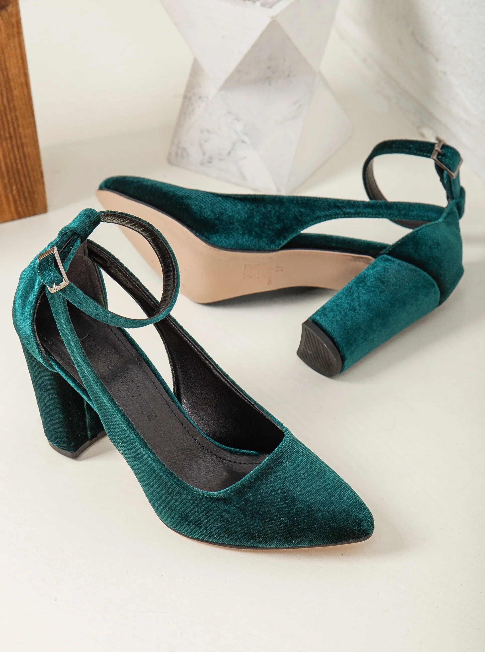 Colette - Emerald Green Velvet Shoes