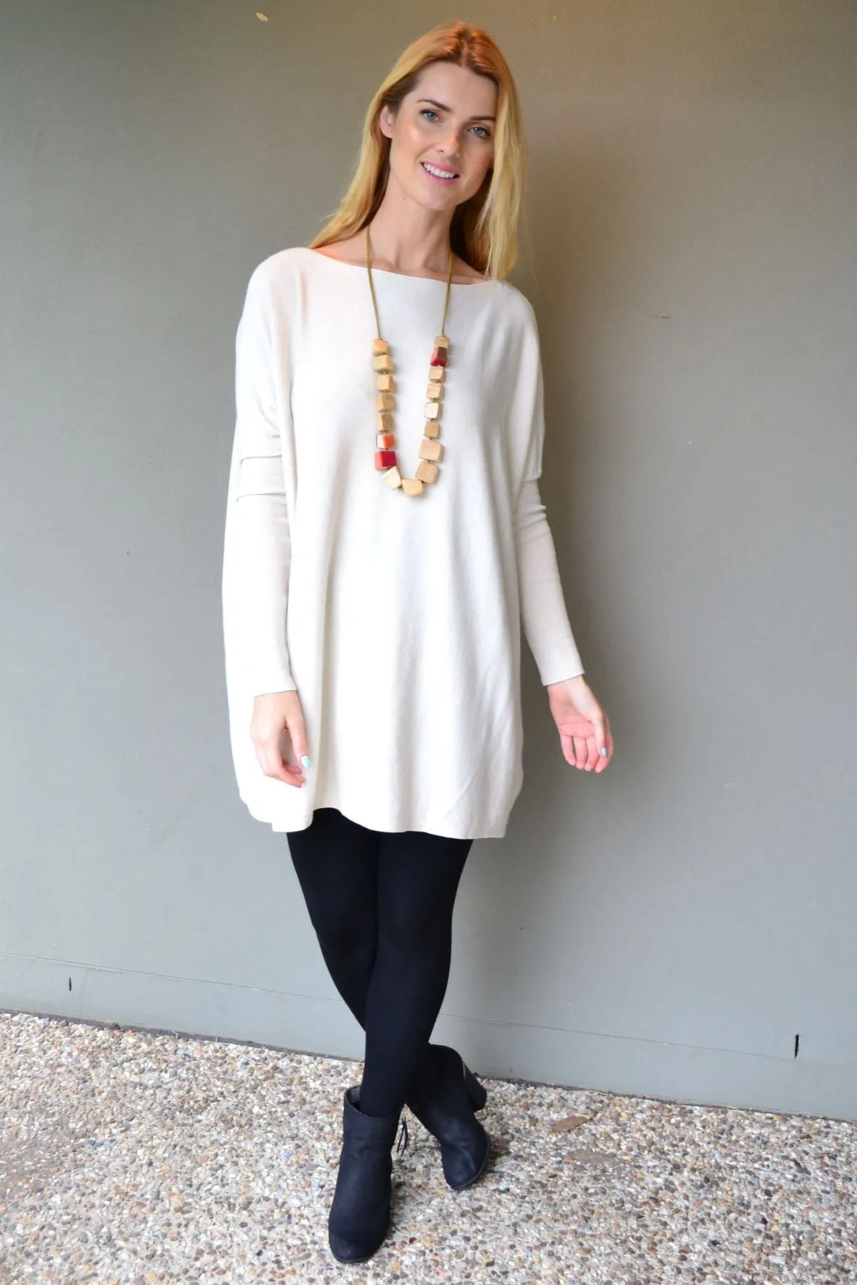 Cream Super Soft Oversized Knit Jumper Tunic