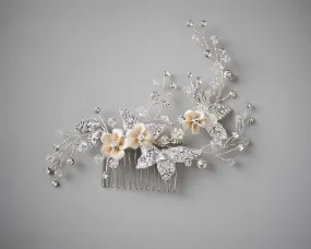 Crystal Beads and Leaves Wedding Hair Comb