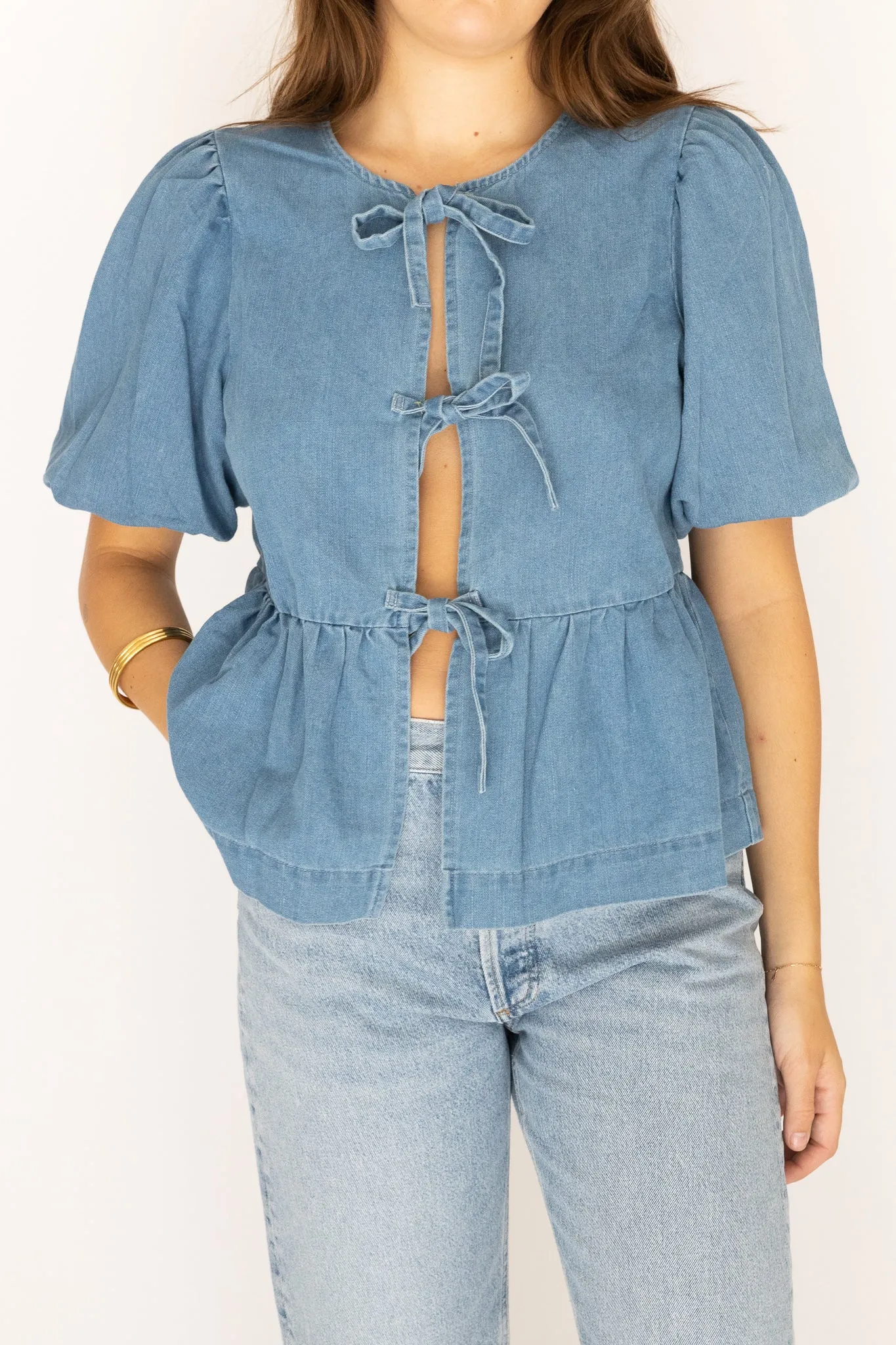 Denim Bow Top