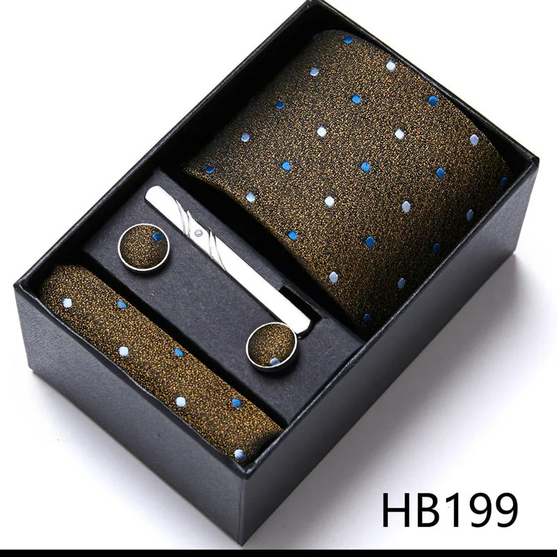 Designer Mens Tie Collection, Eleagnt Gift Box Tie Clips Handkerchief Cufflink Set |  166-201