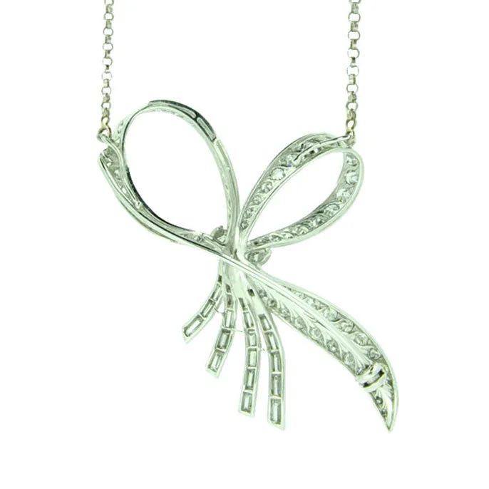 Diamond Bow Pendant Necklace