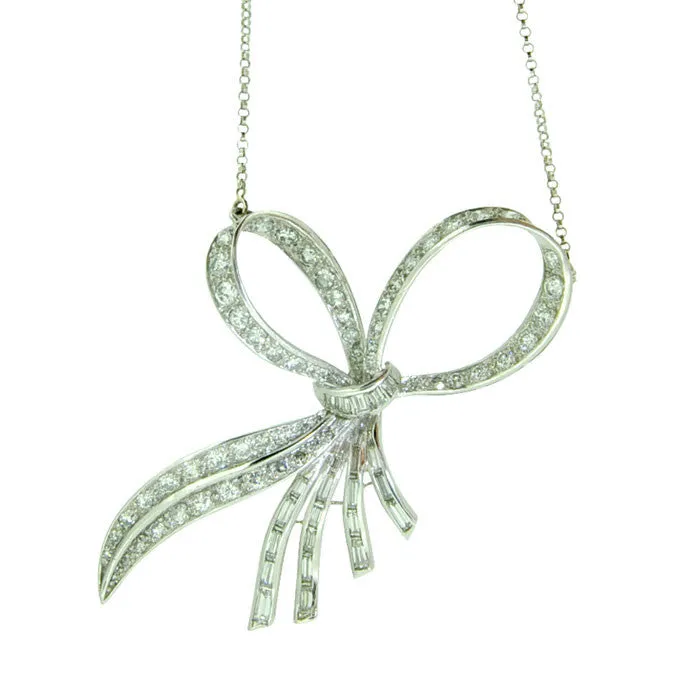 Diamond Bow Pendant Necklace