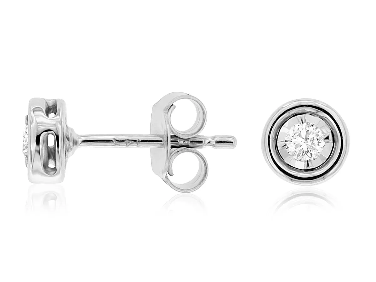 Double Bezel Set Diamond Stud Earrings