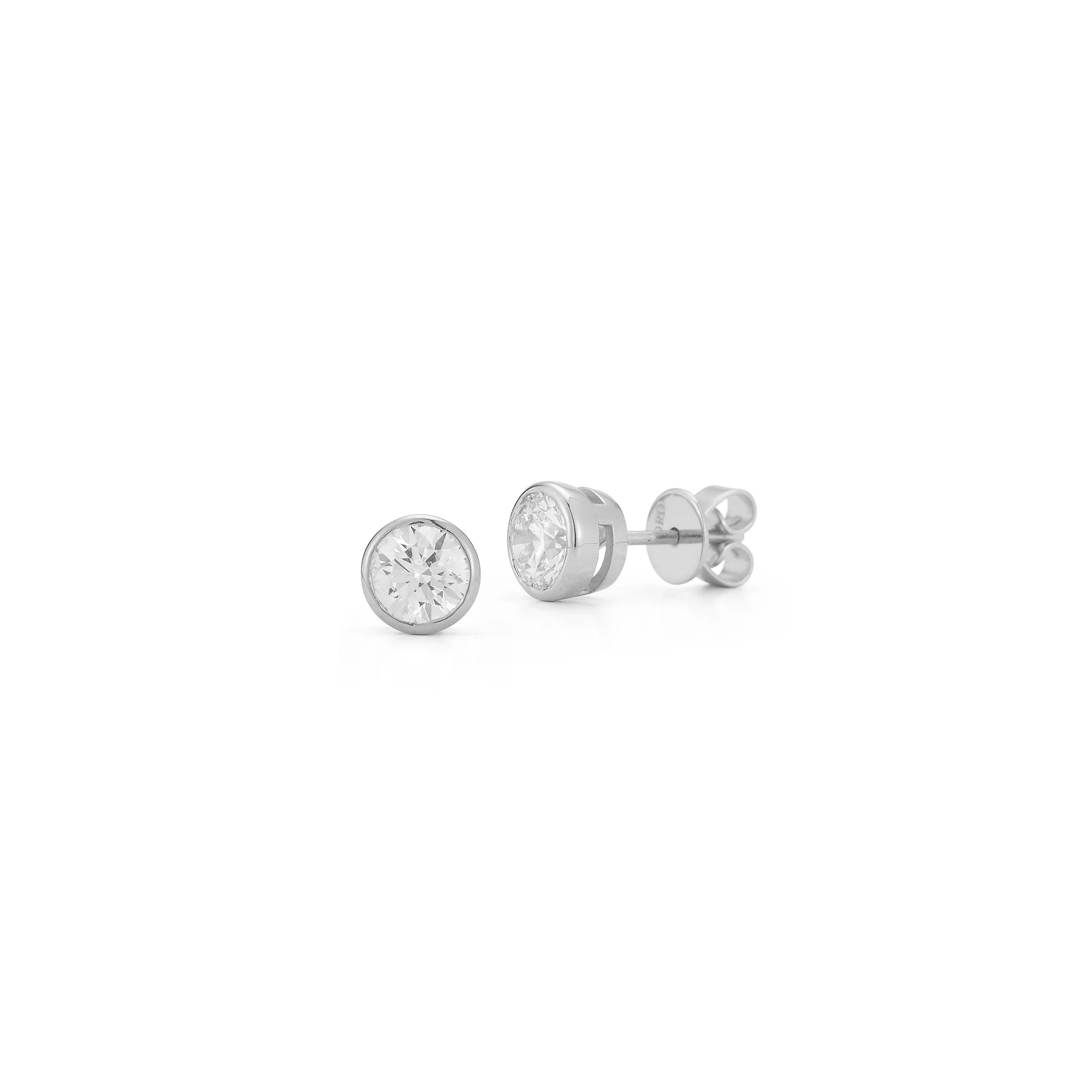 DRD Round Bezel Set Solitaire Studs 1.00 Ct. Total Weight