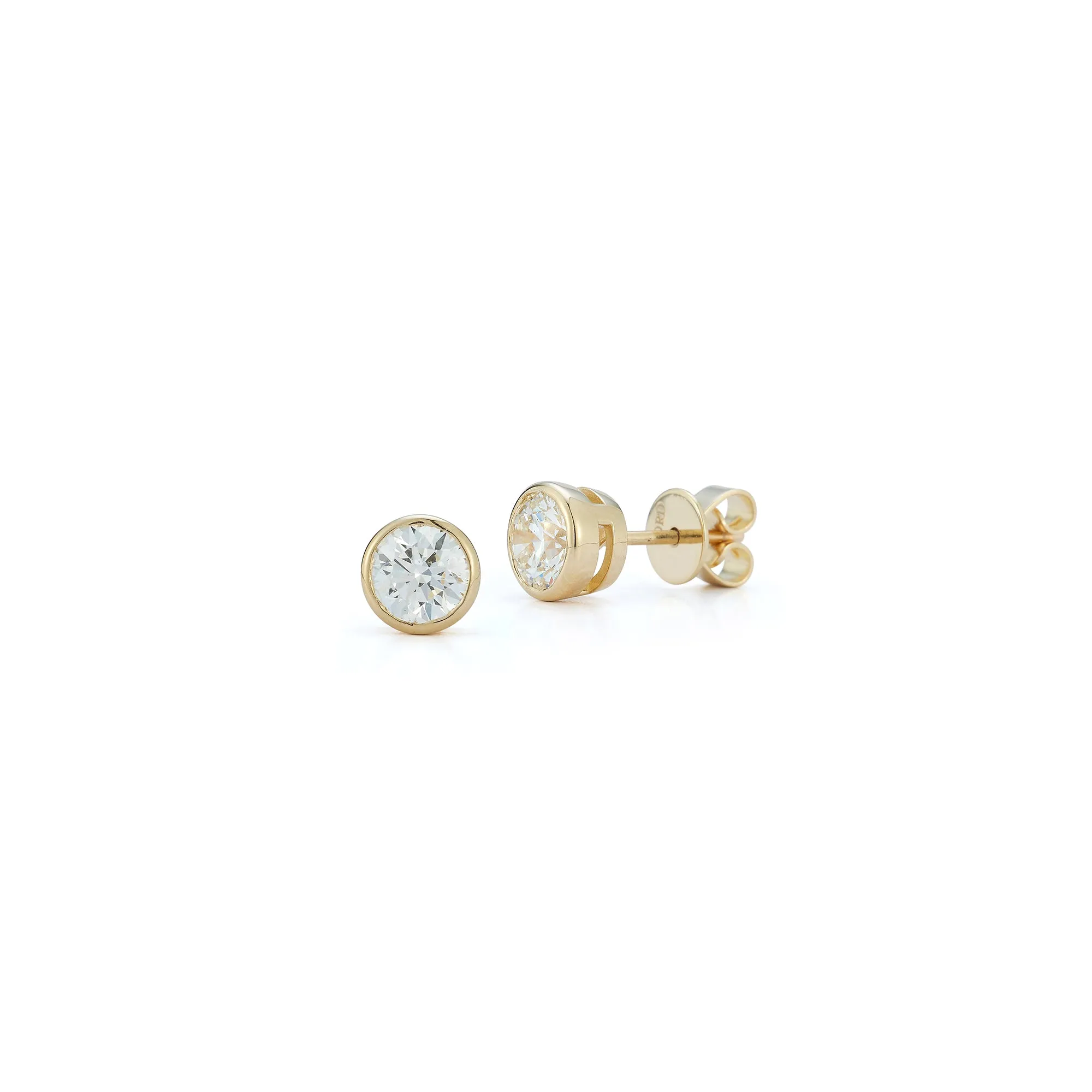 DRD Round Bezel Set Solitaire Studs 1.00 Ct. Total Weight