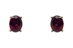 Earrings 18kt Gold Oval Garnet 3.94cts Studs