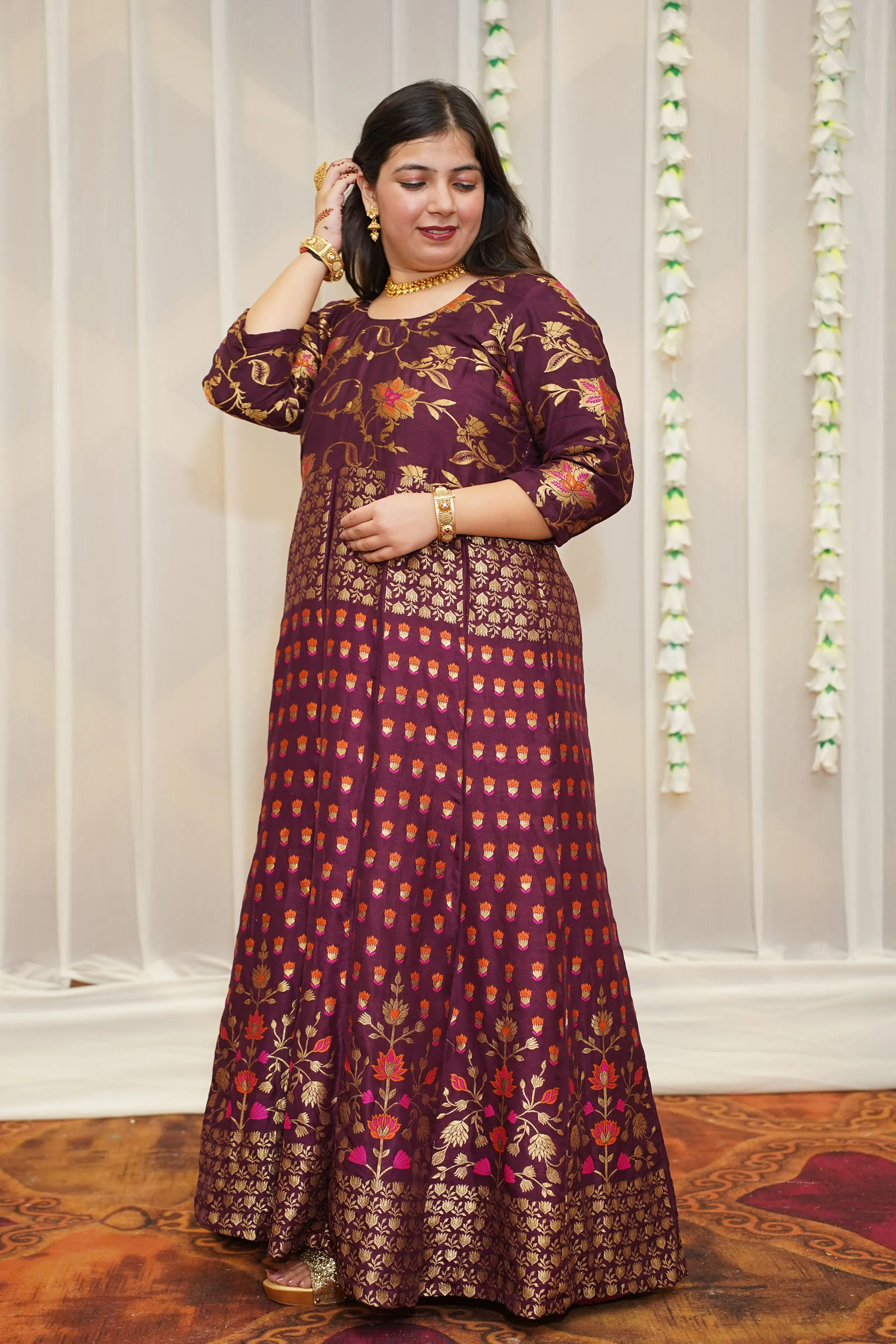 Elakshi Jacquard Silk Anarkali Dress