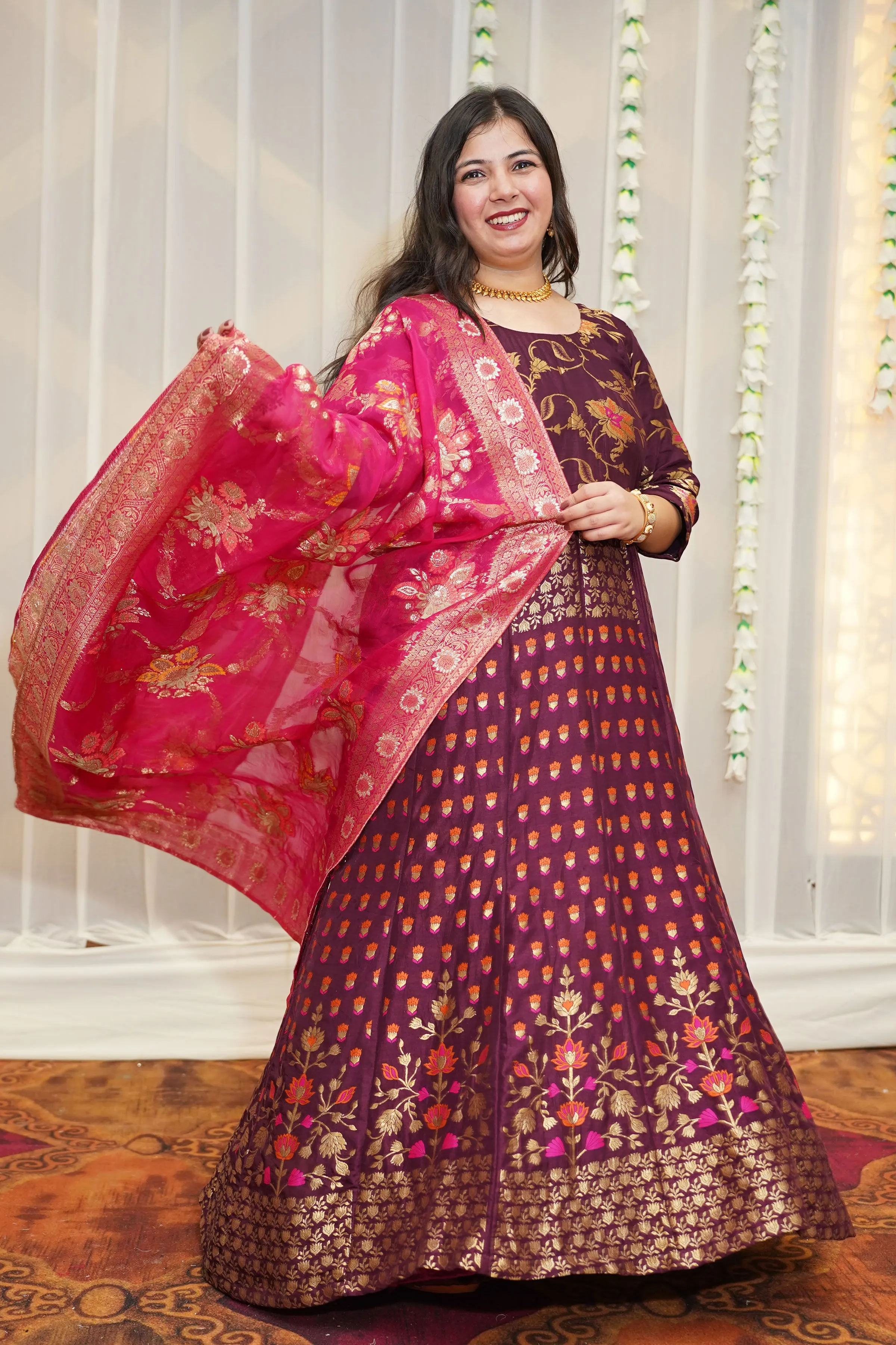 Elakshi Jacquard Silk Anarkali Dress