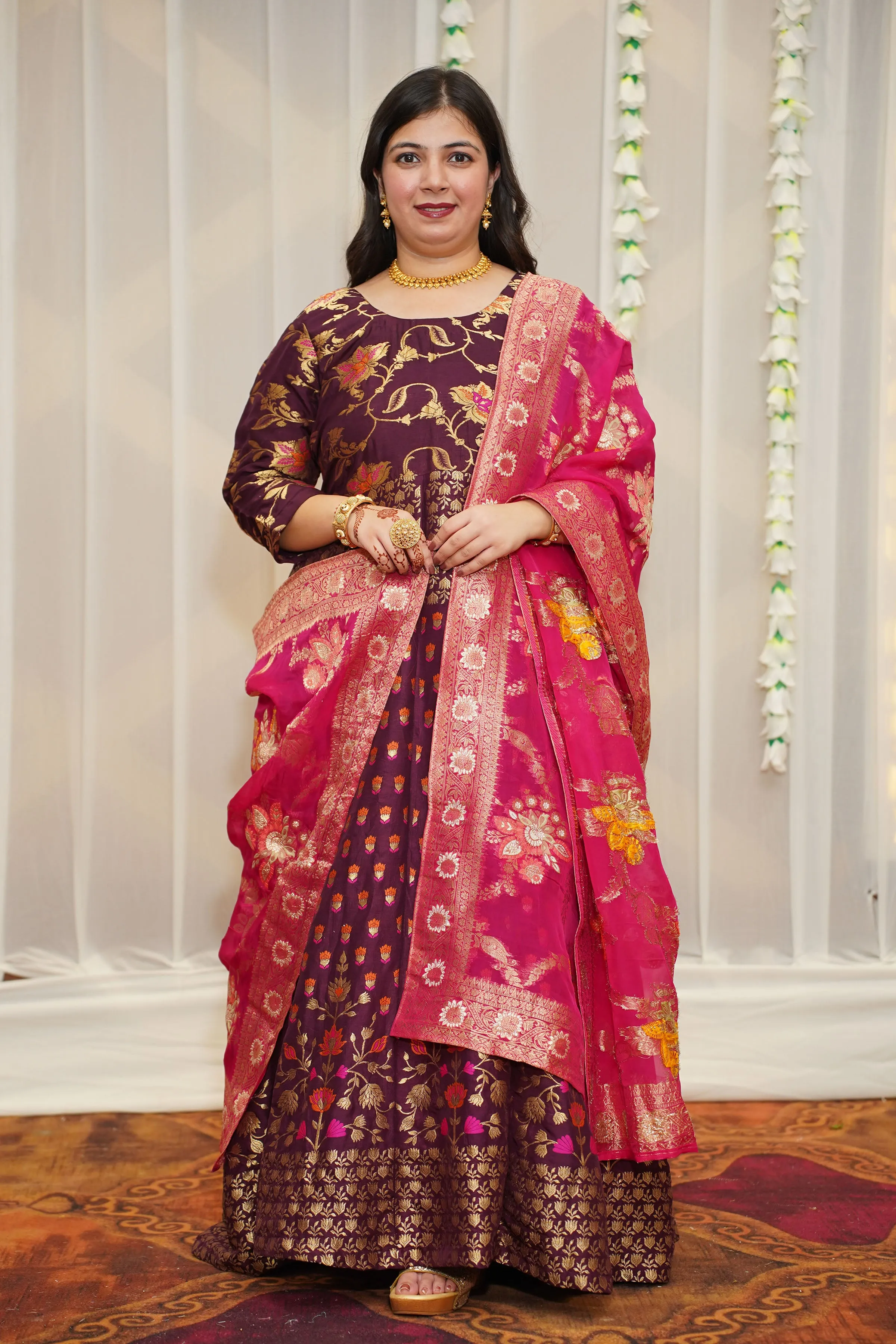 Elakshi Jacquard Silk Anarkali Dress