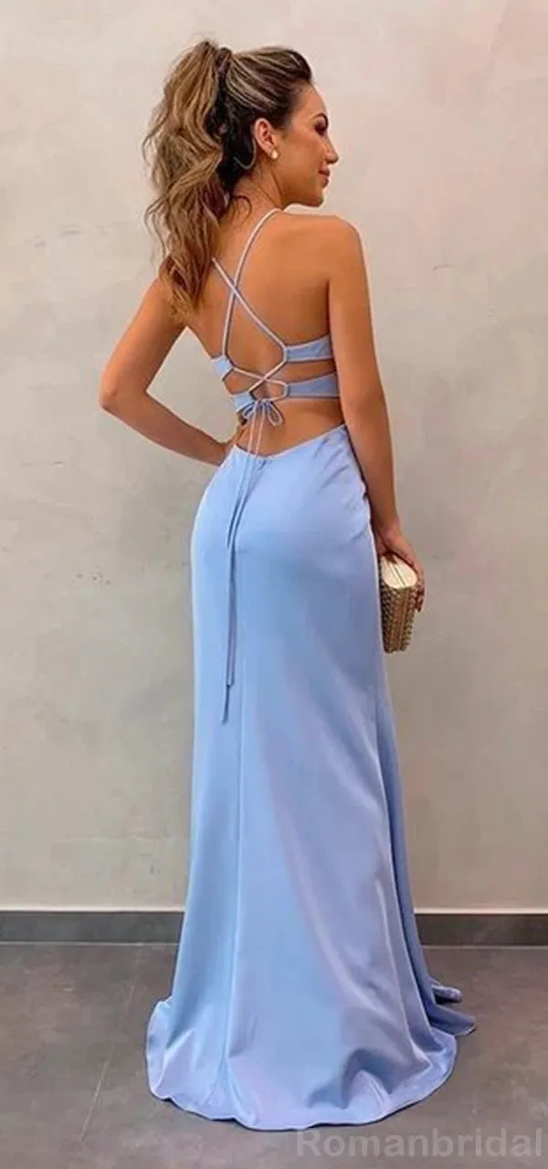 Elegant Halter Mermaid Cross Back Long Evening Prom Dress Online, OL114