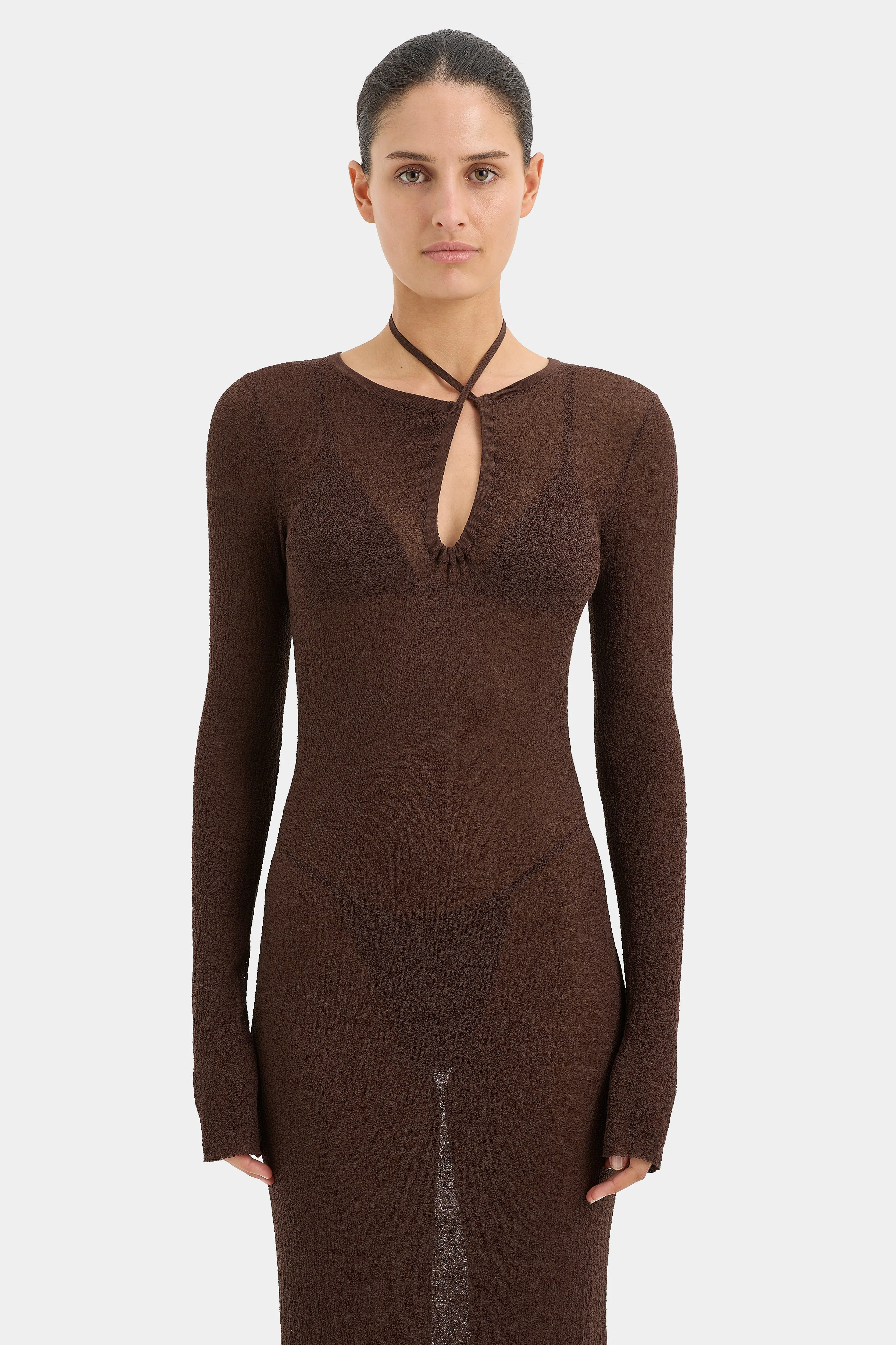 Emmeline Halter Long Sleeve Dress