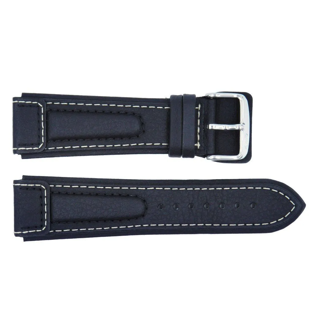 Euro Collection Lorica Black Waterproof Leather Watch Strap