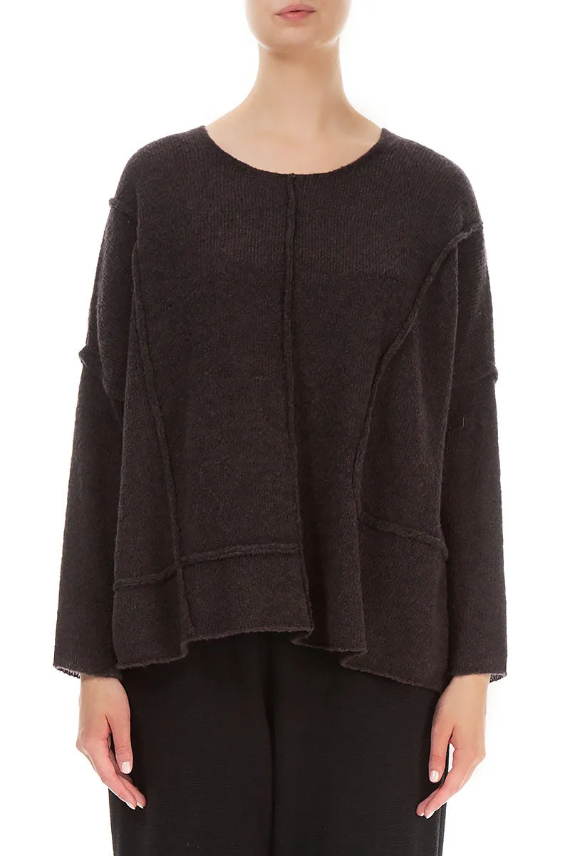 Exposed Seam Chocolate Wool Sweater