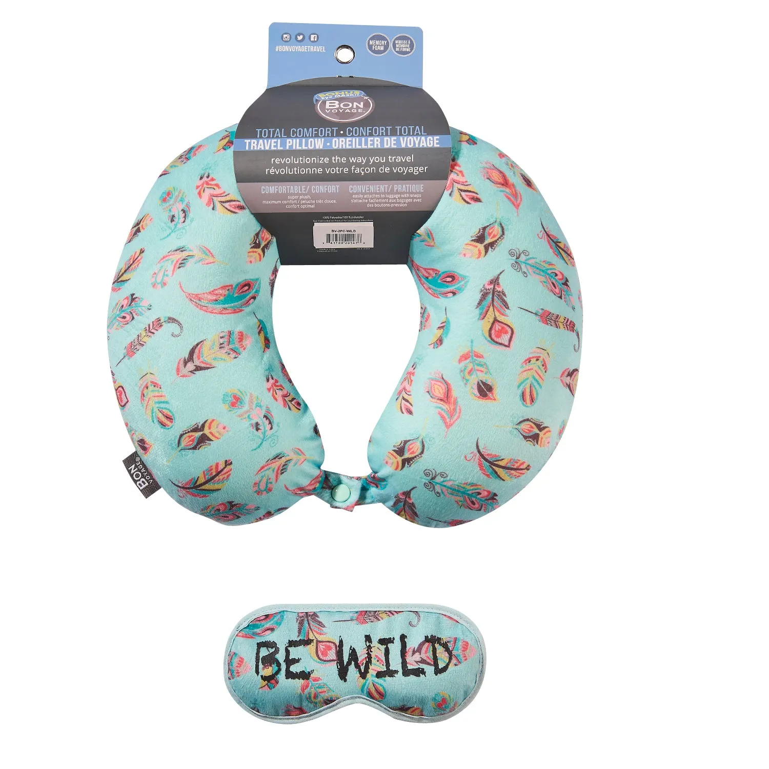 Eye Mask Memory Foam Travel Neck Pillow - BE WILD