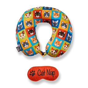 Eye Mask Memory Foam Travel Neck Pillow - Cat Nap