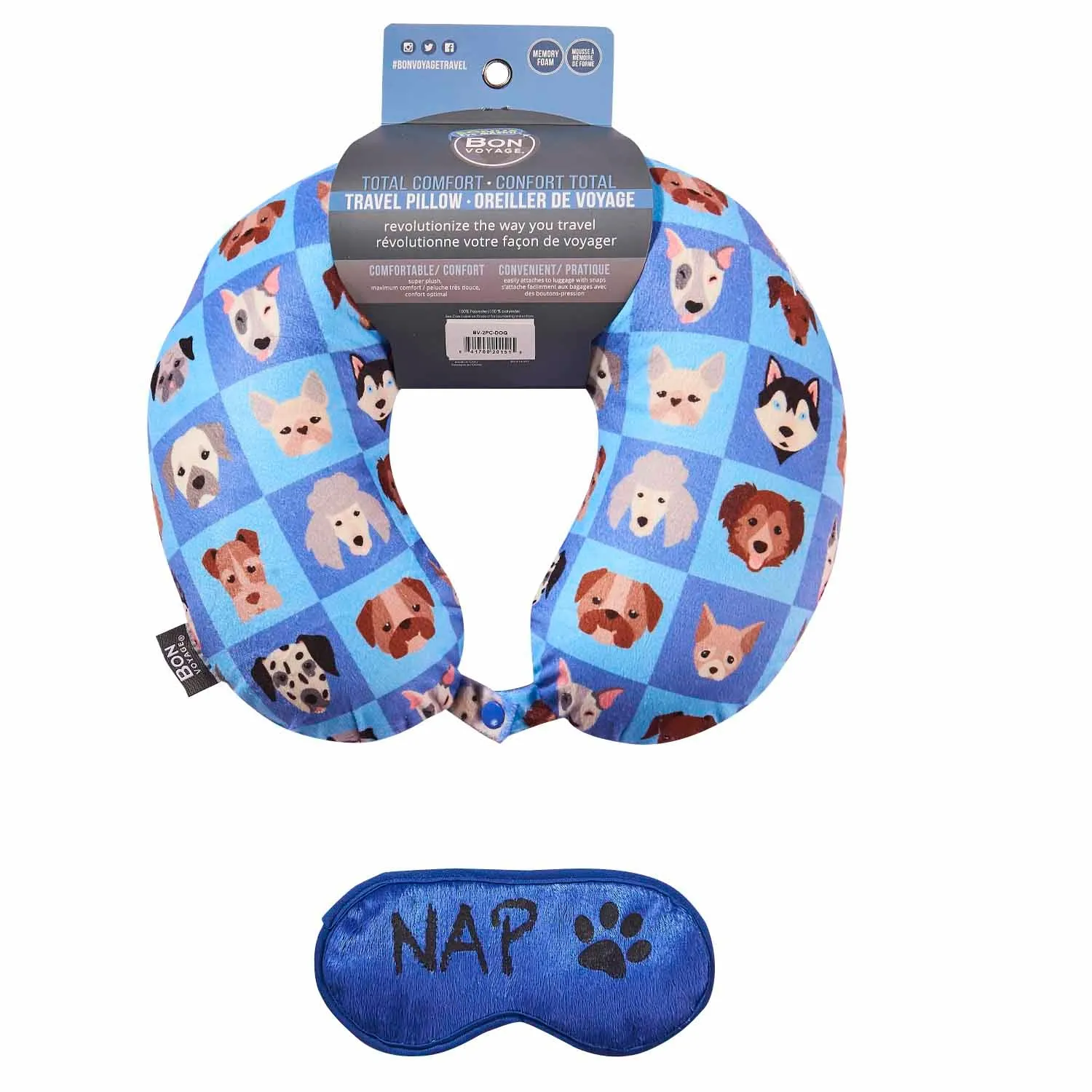 Eye Mask Memory Foam Travel Neck Pillow - Dog Nap