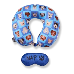 Eye Mask Memory Foam Travel Neck Pillow - Dog Nap