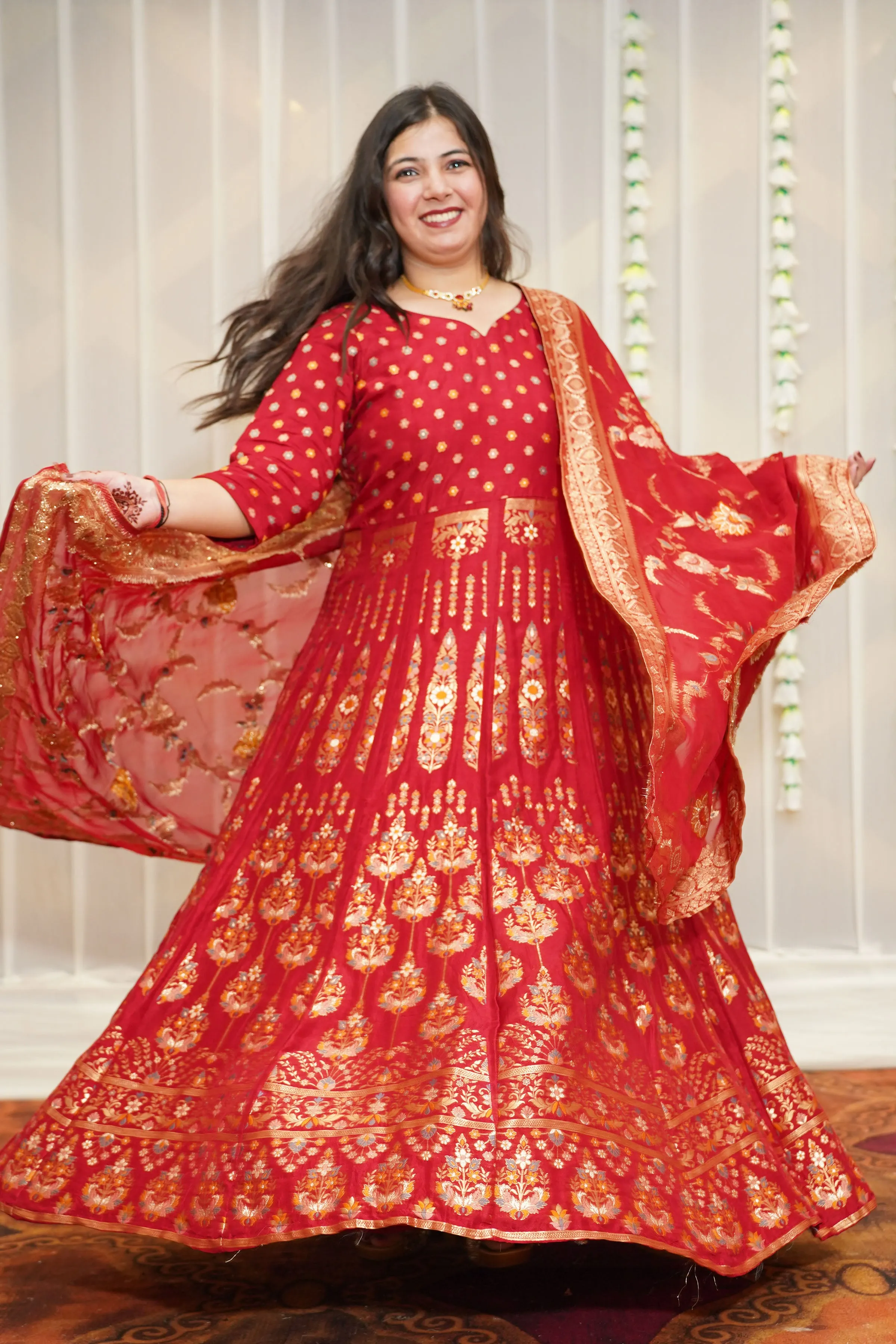 Falguni Jacquard Silk Anarkali Dress