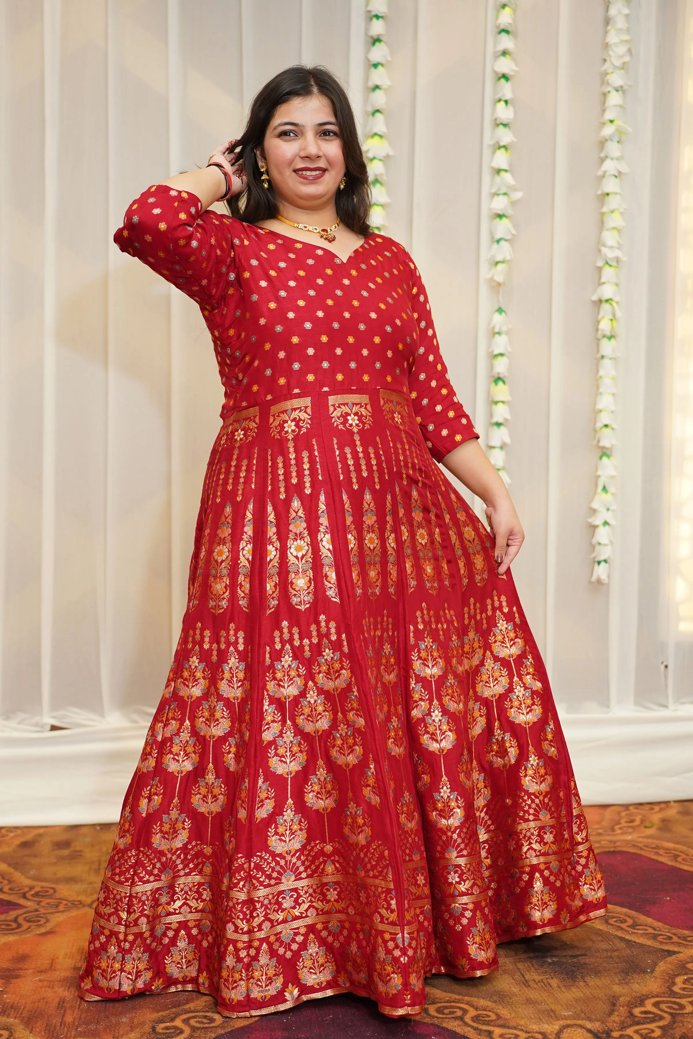 Falguni Jacquard Silk Anarkali Dress