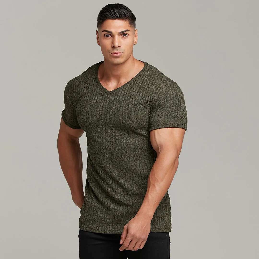 Father Sons Classic Khaki V Neck Ribbed Crew - FSH390