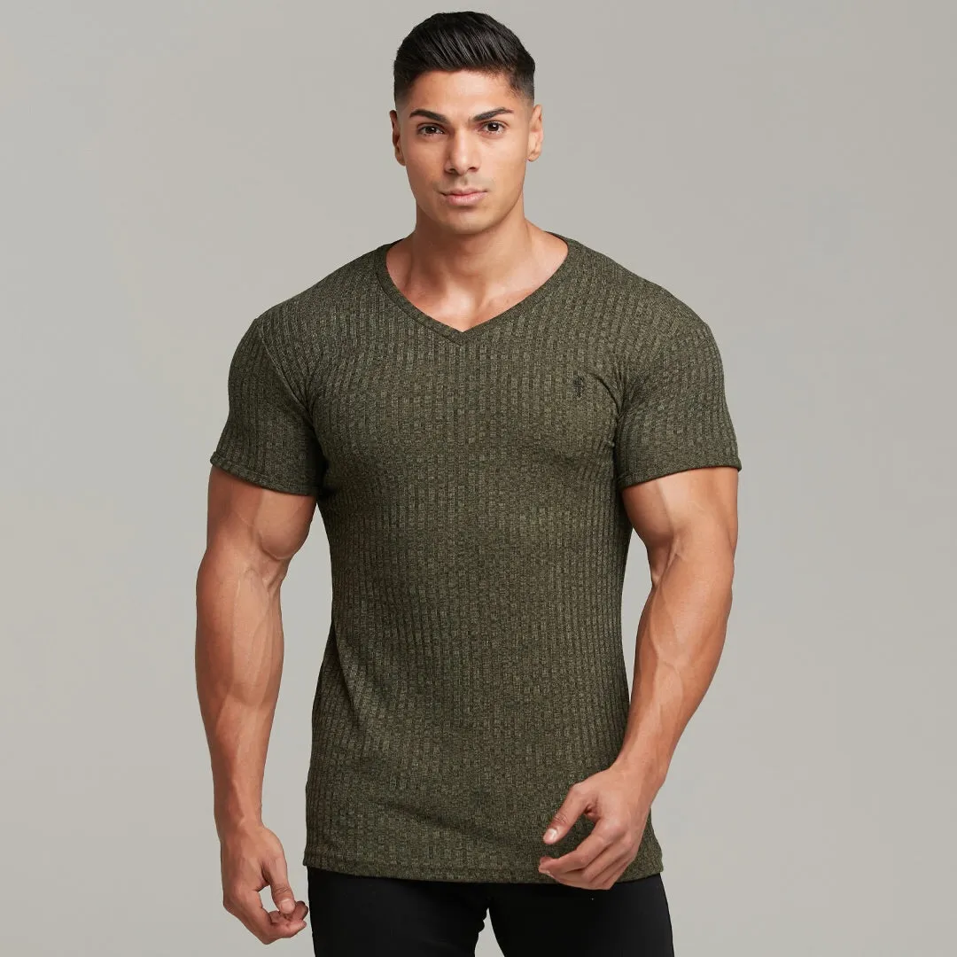 Father Sons Classic Khaki V Neck Ribbed Crew - FSH390