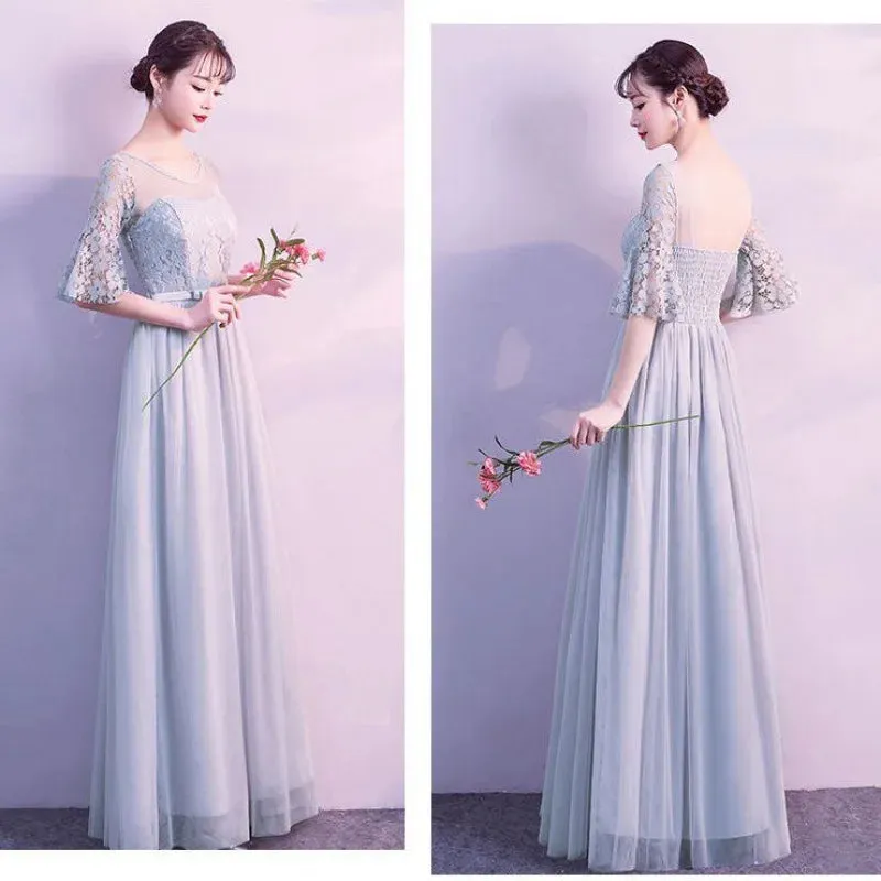 Female Lace Bridesmaid Dresses Fairy Temperament Banquet Slim Birthday Dress Students Long New Girlfriend Group Sisters Dress