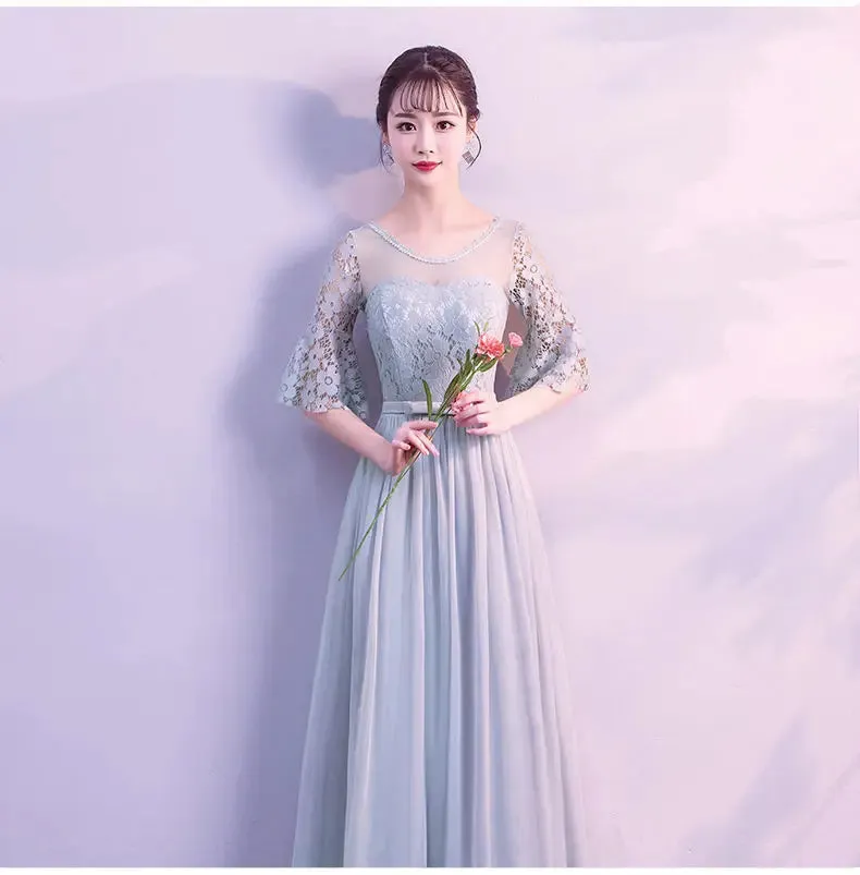 Female Lace Bridesmaid Dresses Fairy Temperament Banquet Slim Birthday Dress Students Long New Girlfriend Group Sisters Dress